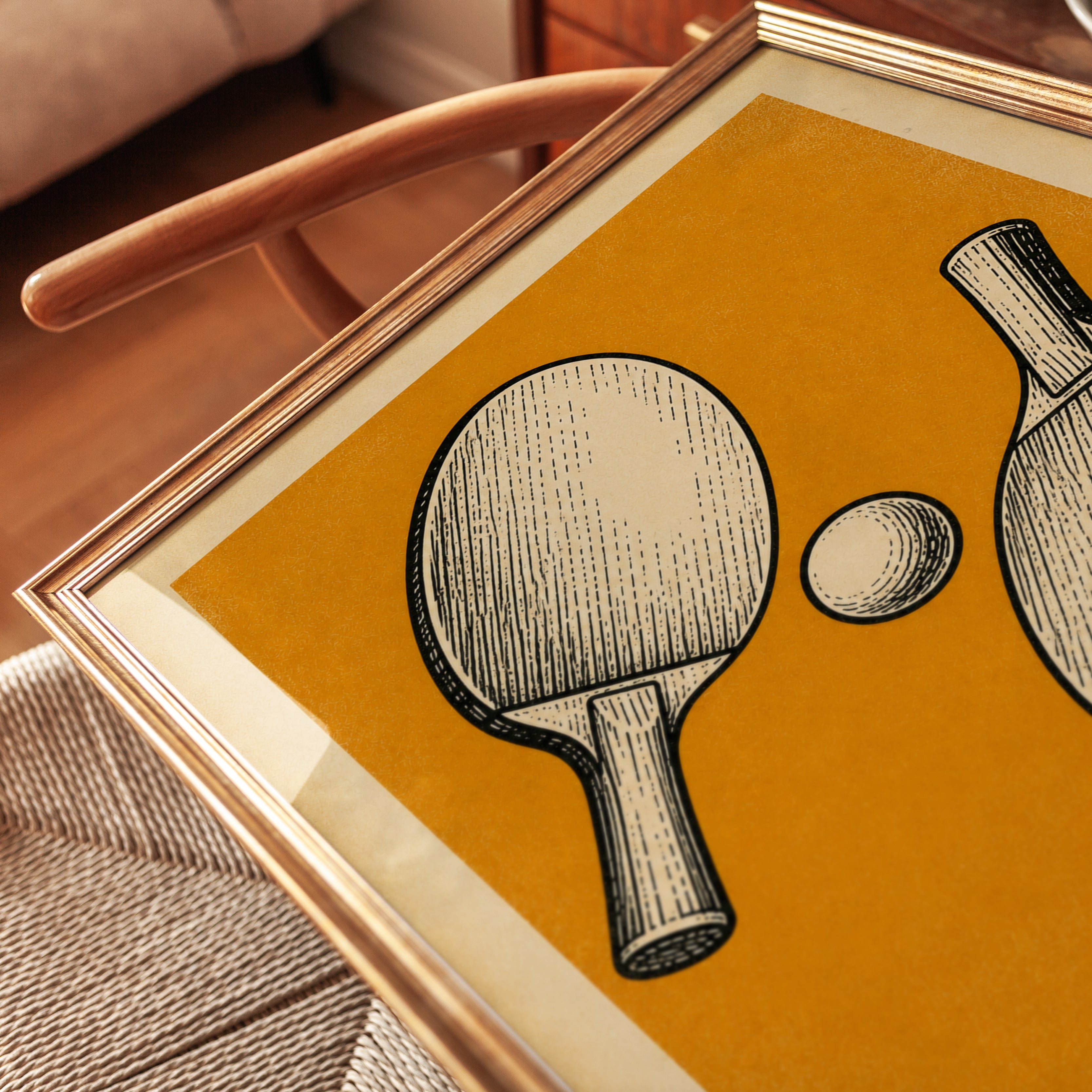 Ping Pong Wall Art – Vintage Sports Print - detail