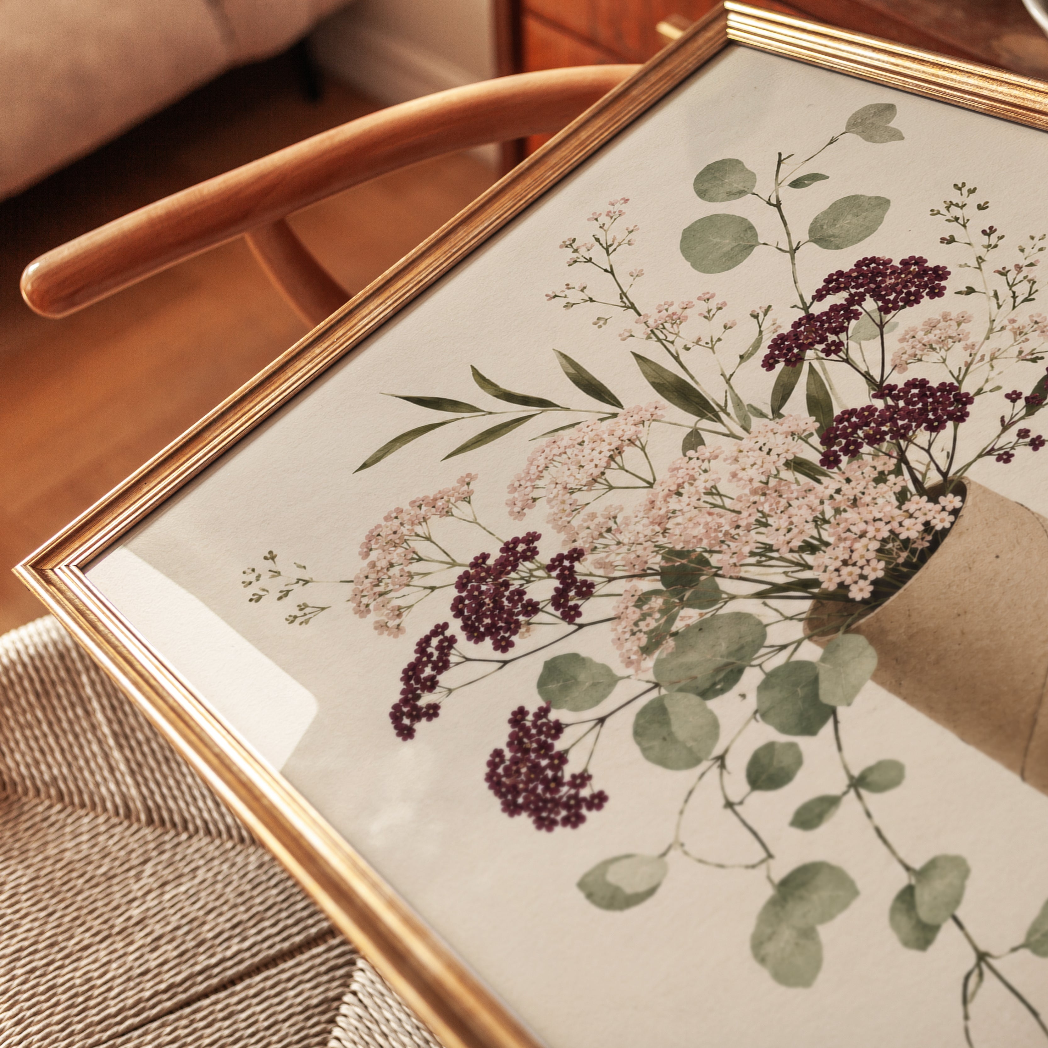 Eucalyptus Vase Wall Art – Dried Flowers Print - detail