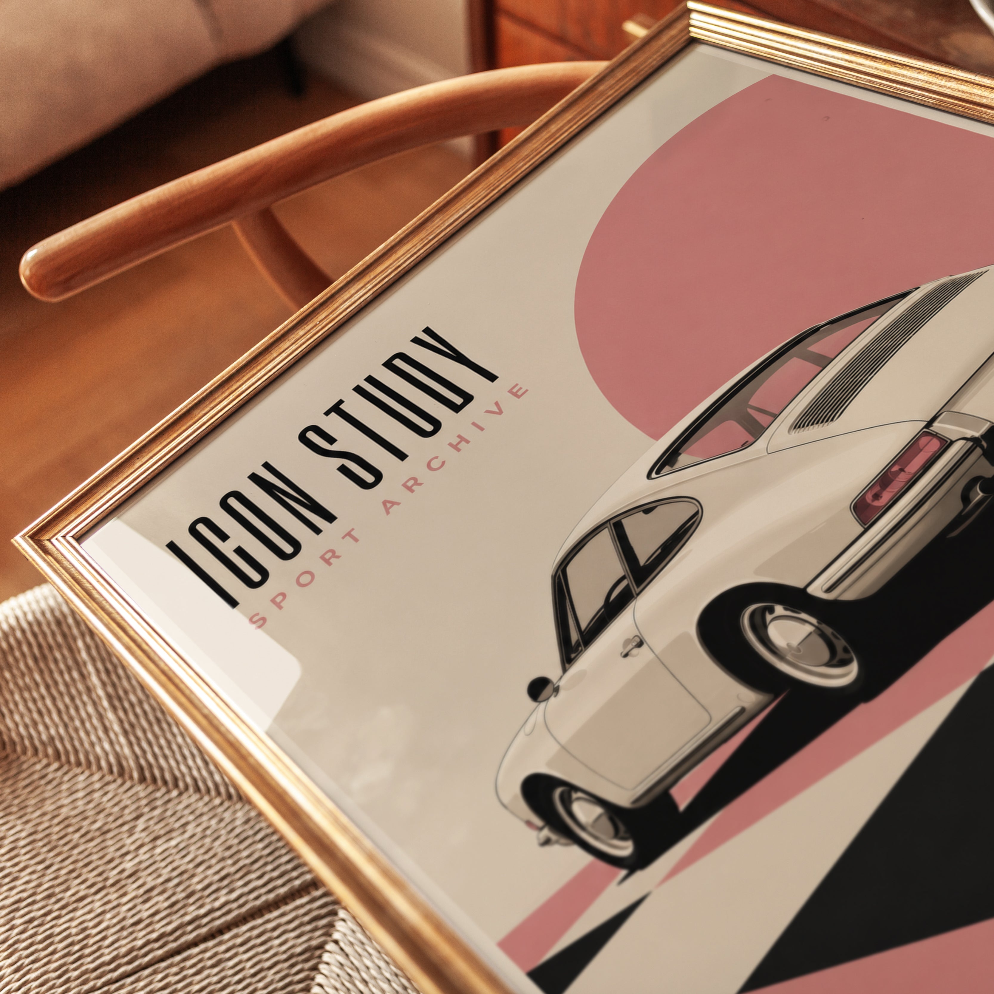 Retro Porsche Print – Cream 911 - detail