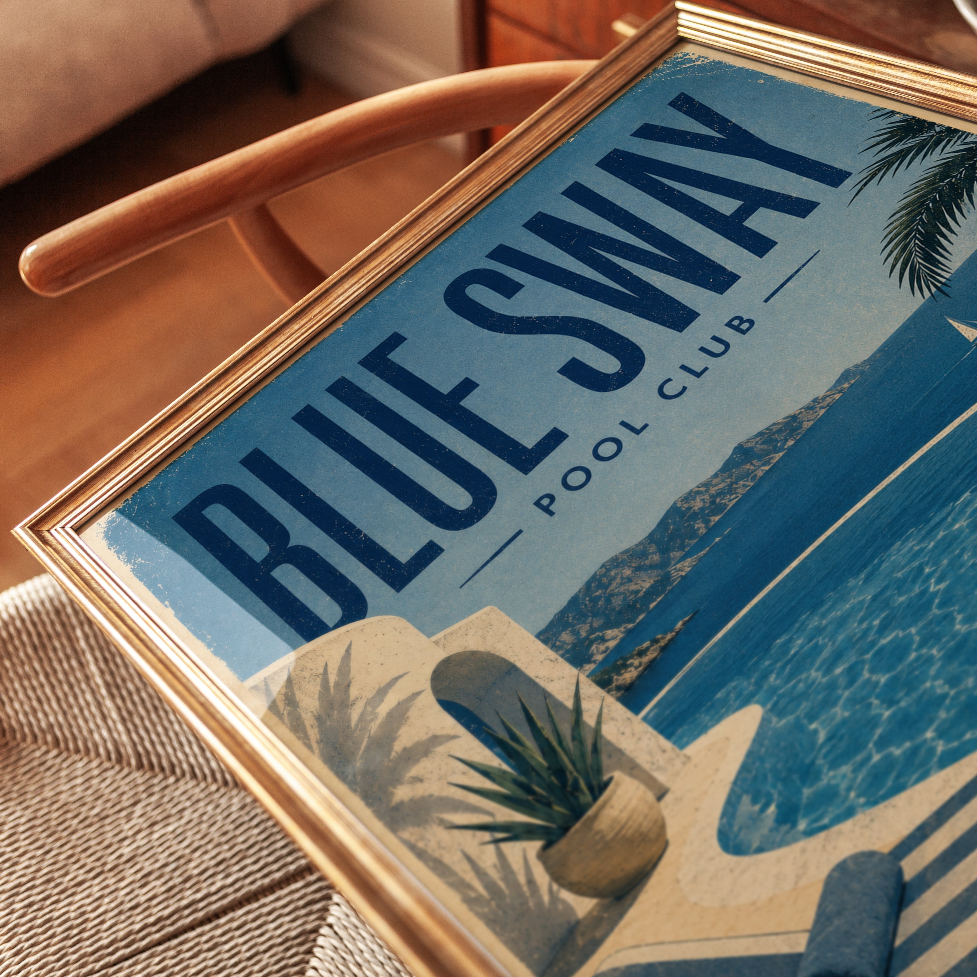 Vintage Travel Poster – Pool Club Wall Art - detail