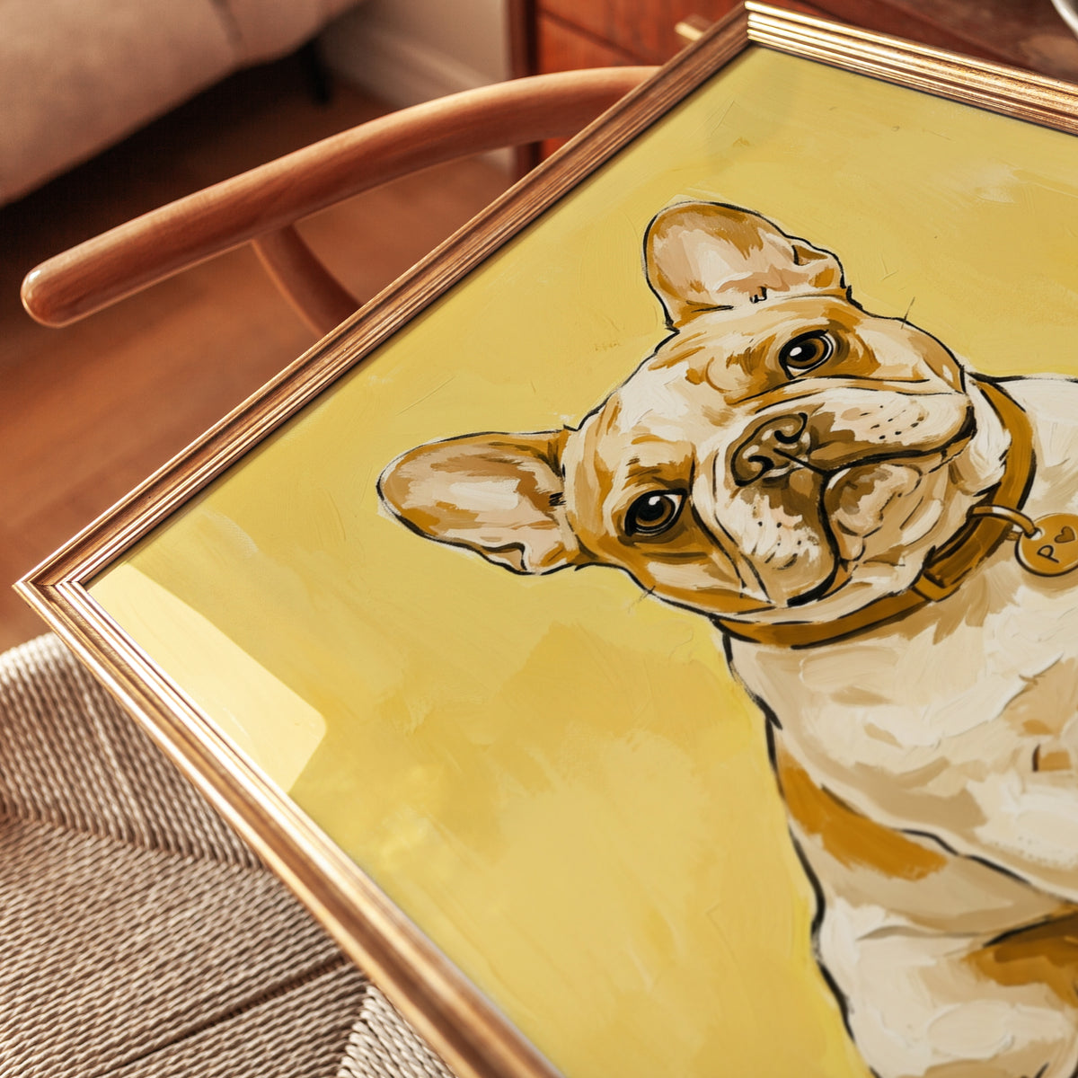 French Bulldog Wall Art: Bright Yellow - detail
