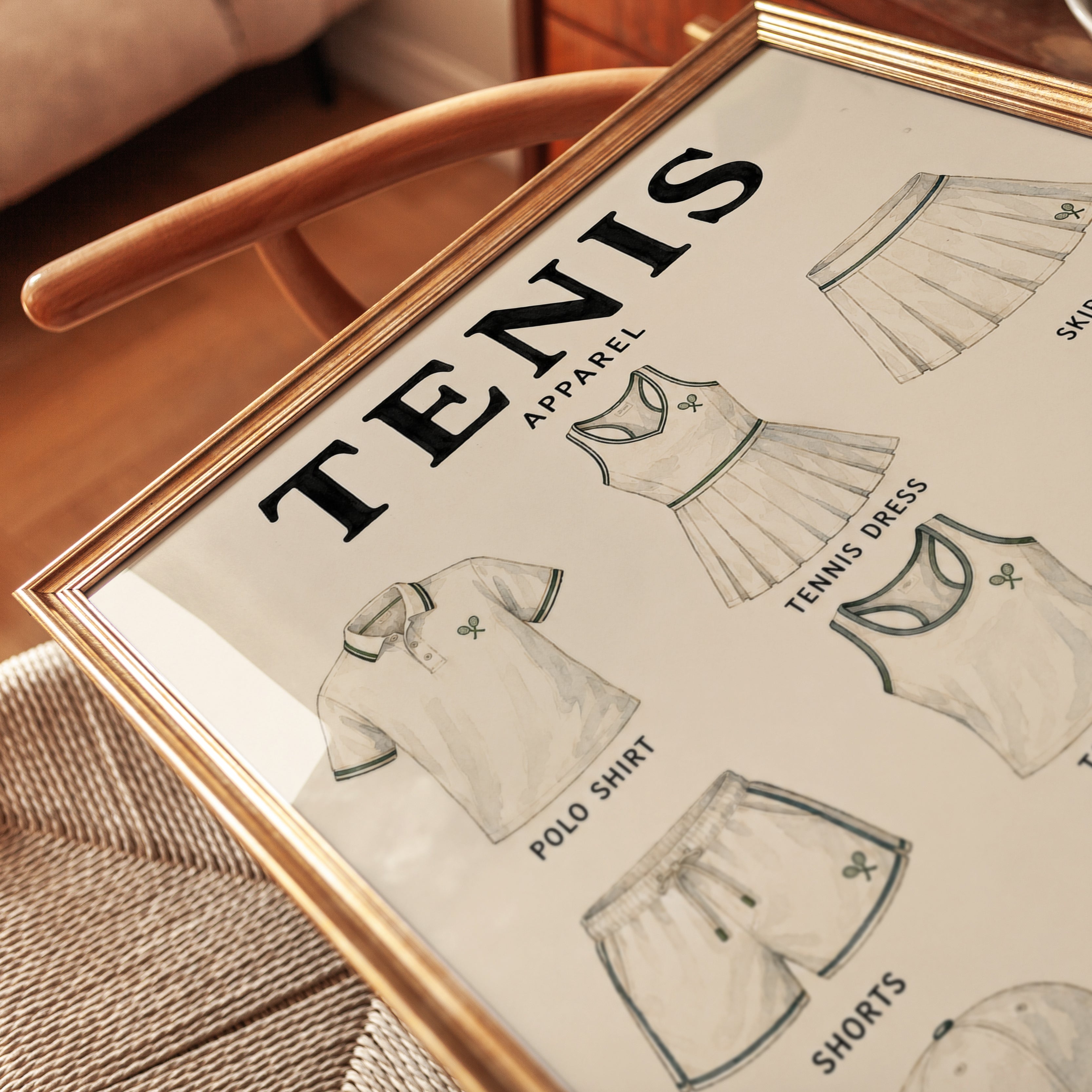 Tennis Apparel Guide Print — Vintage Sports Illustration - detail