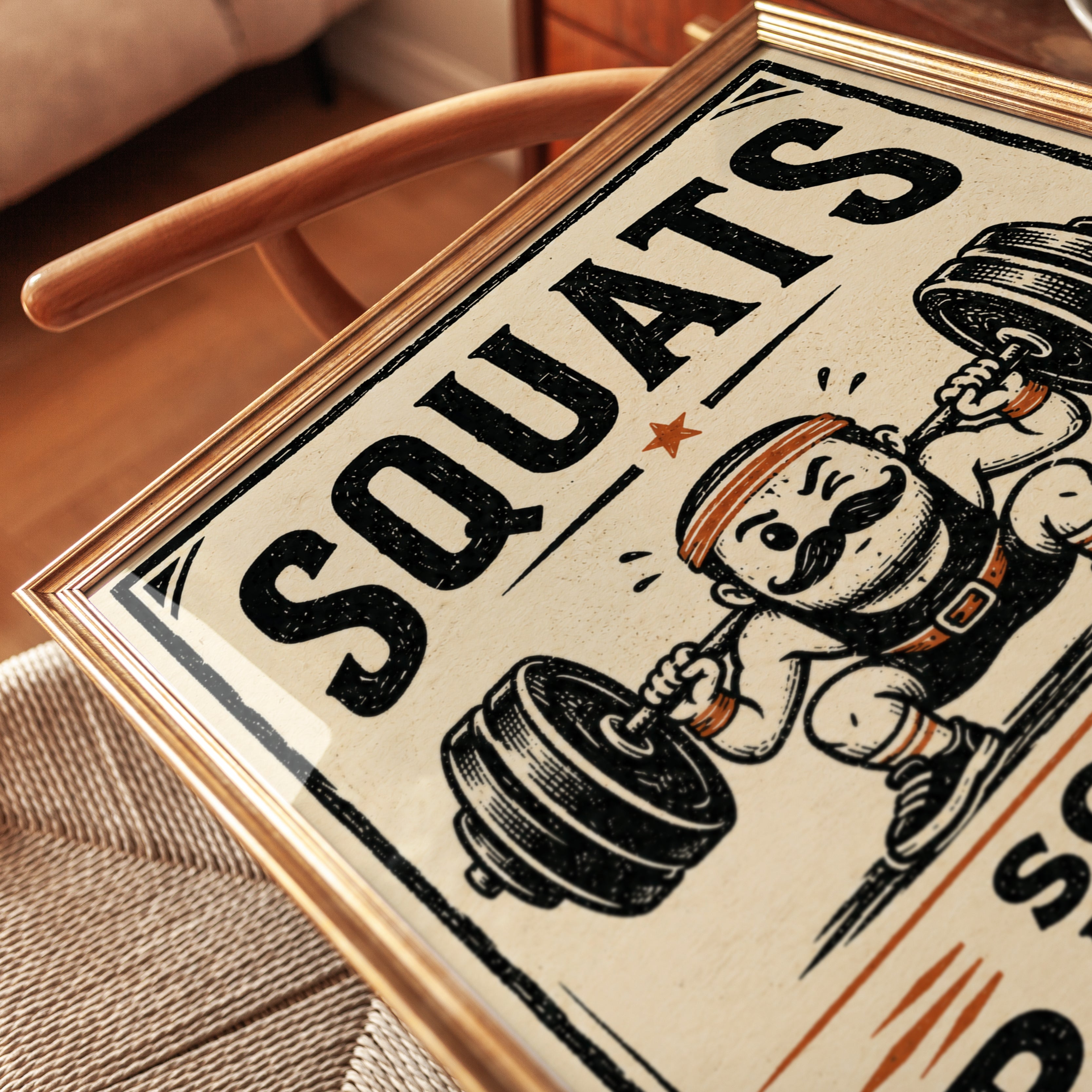Gym Motivational Poster – Squats Fitness Wall Art - detail