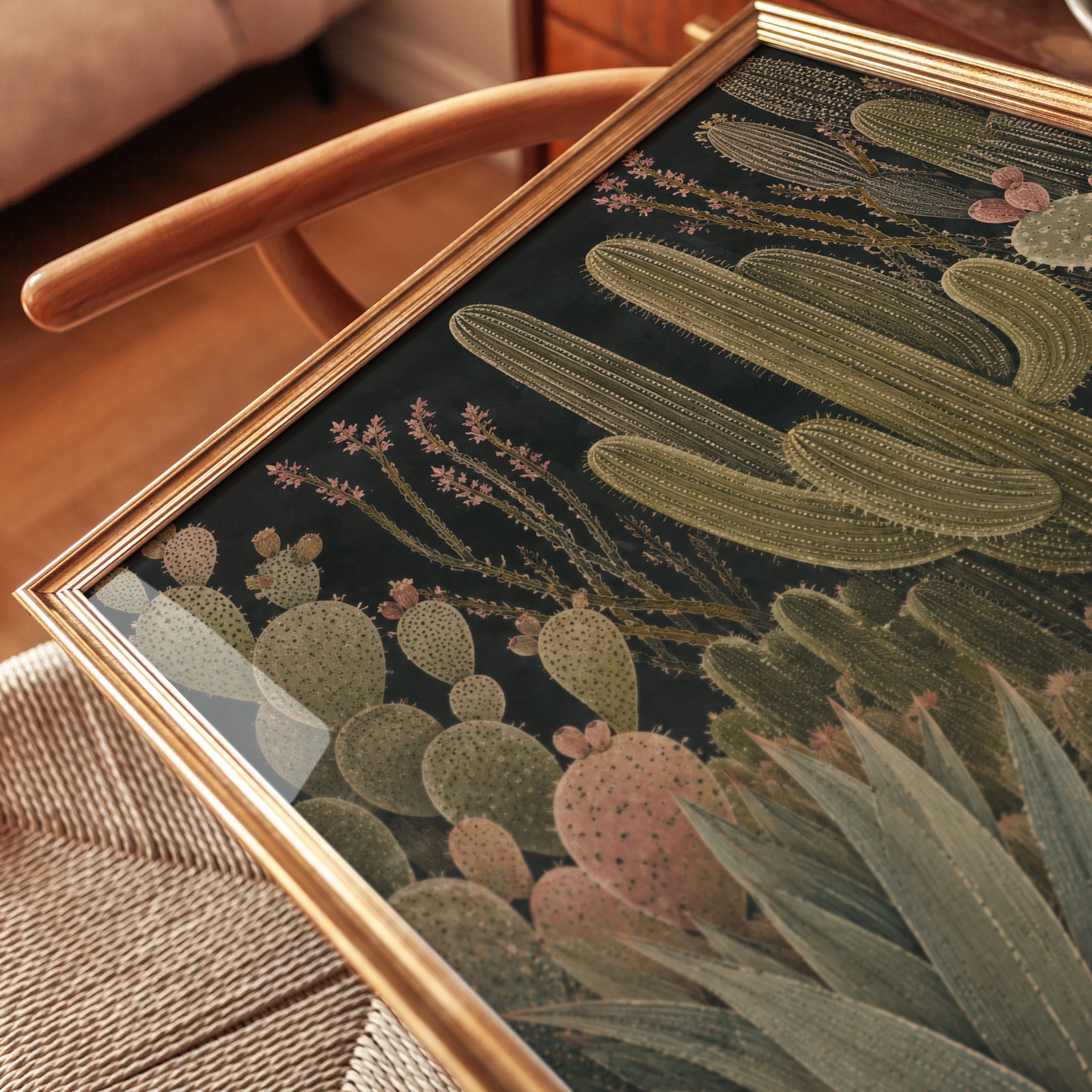 Cactus Wall Art – Vintage Botanical Print - detail