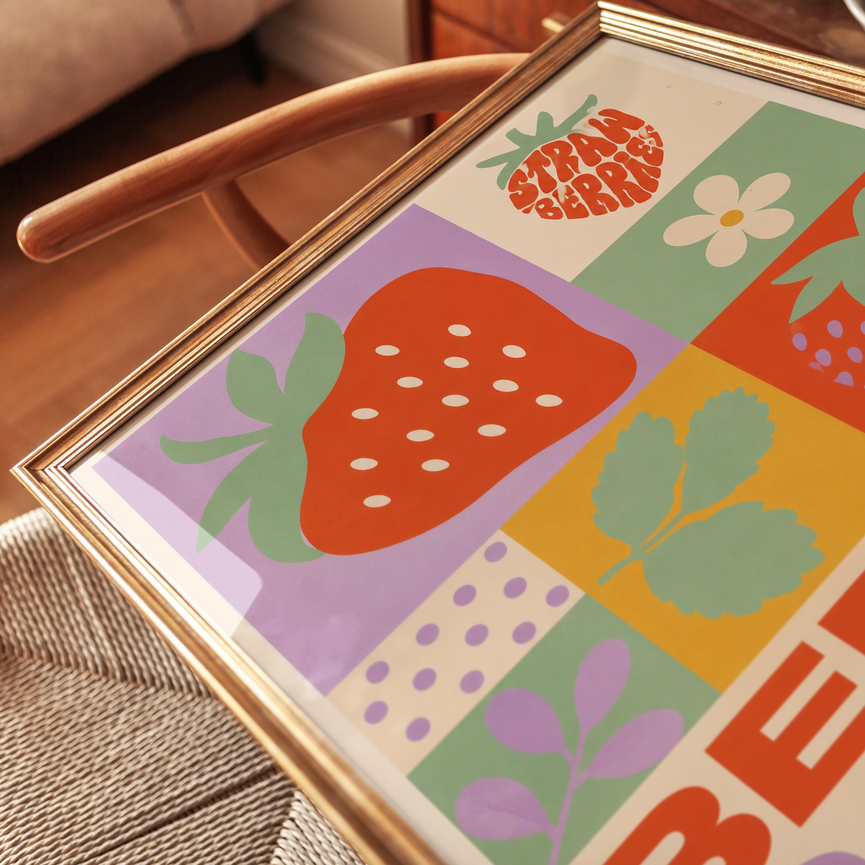 Strawberry Pop Art Print - detail