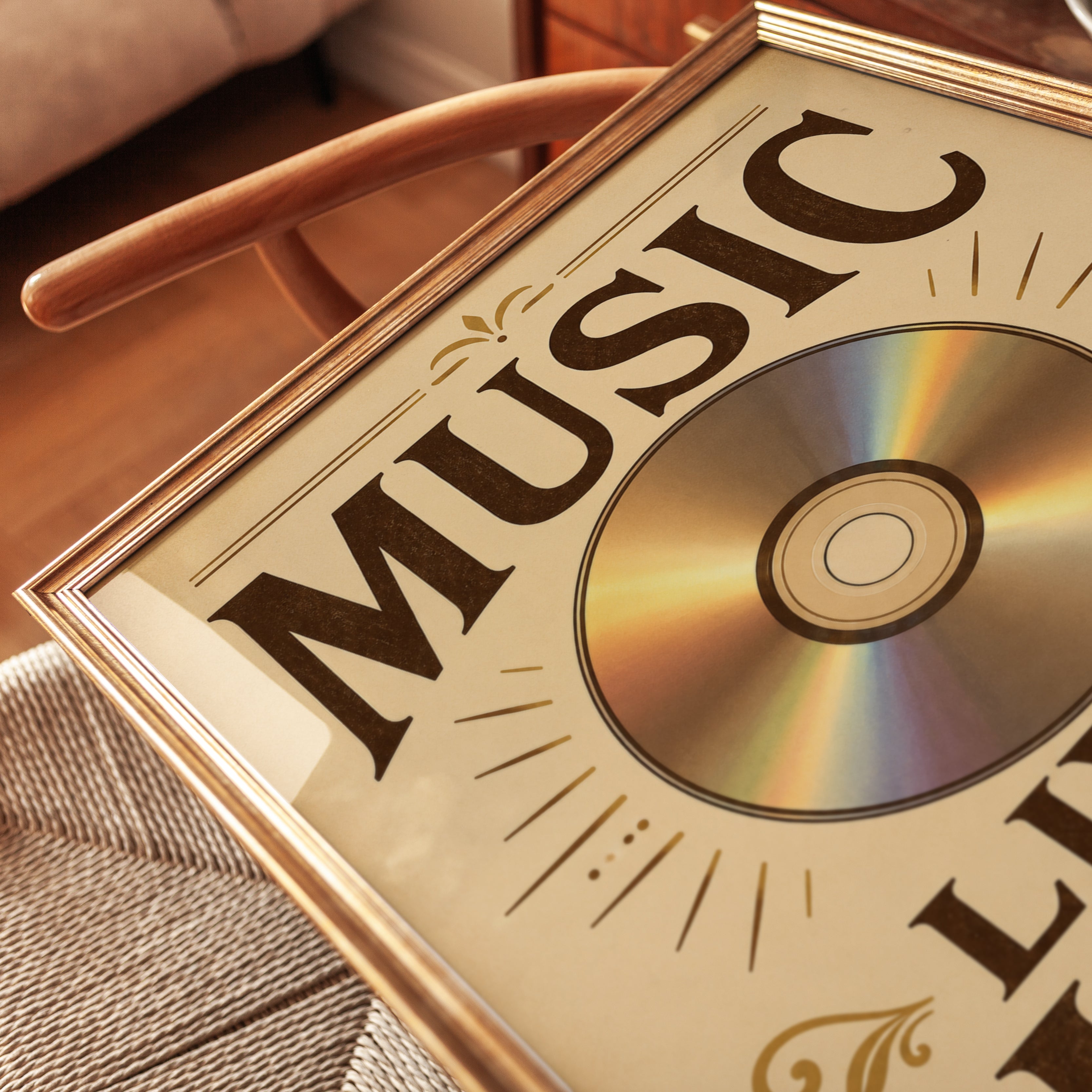 Vintage Typography Music Print - detail