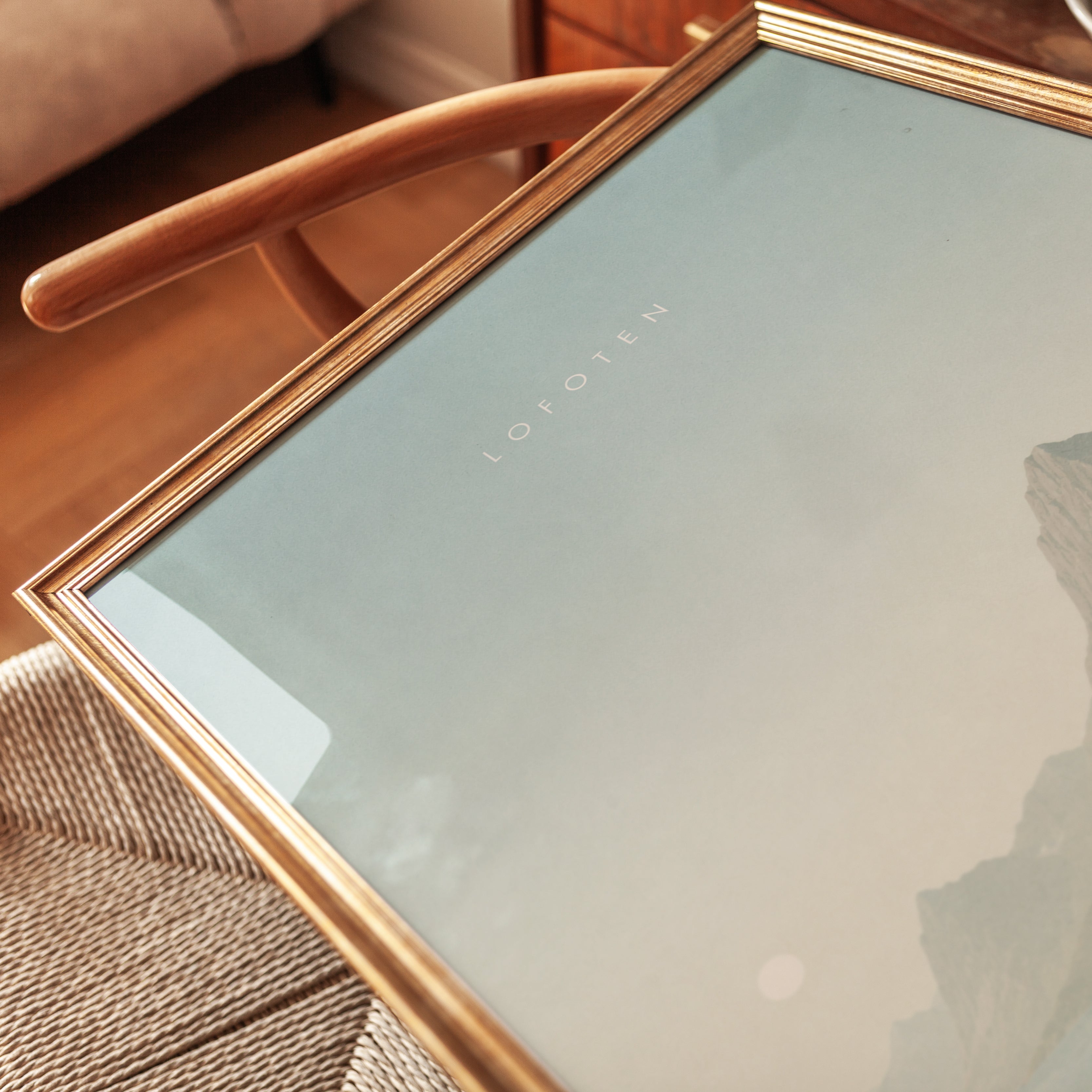 Lofoten Coastal Road Print: Minimalist Nordic Mountain Landscape - detail