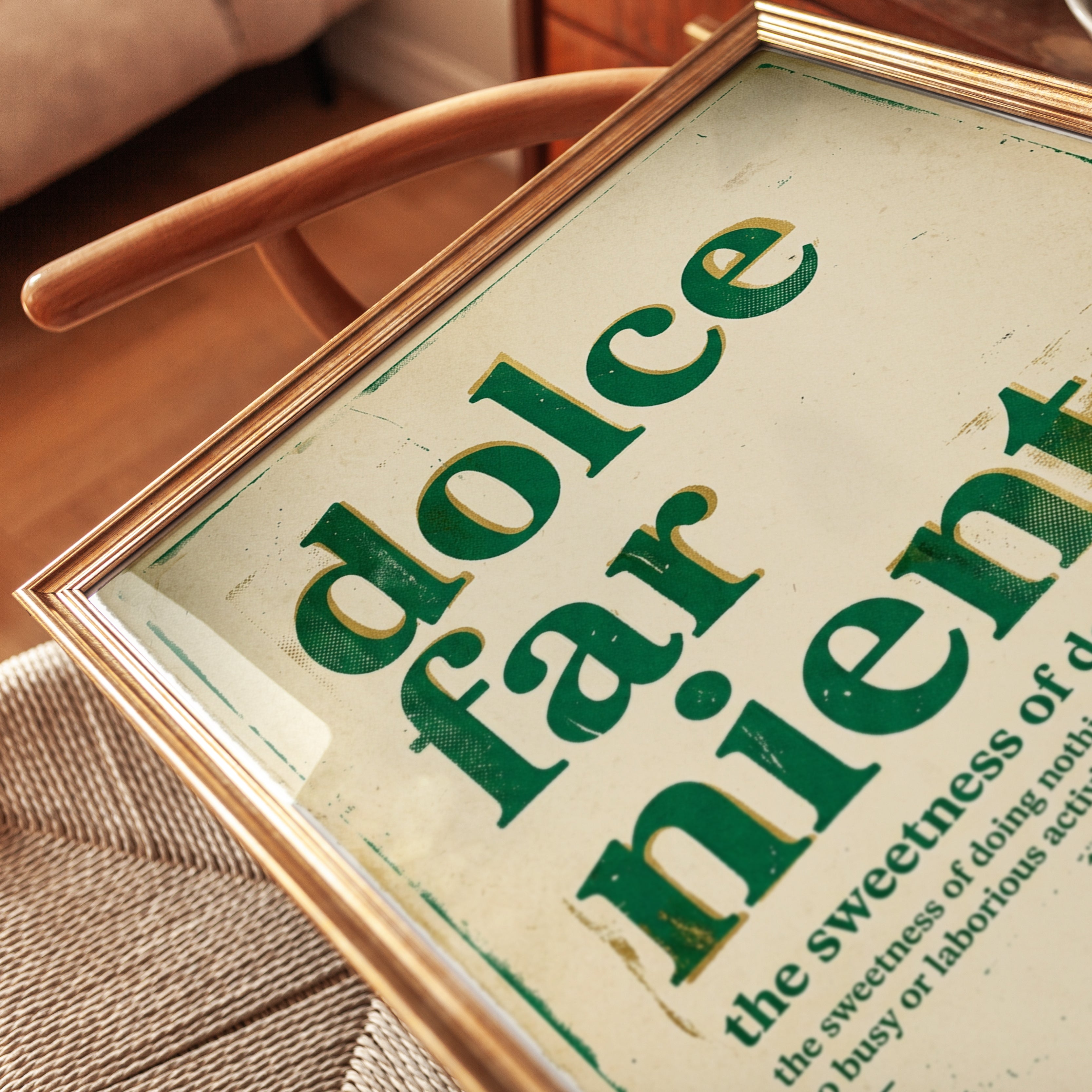 Dolce Far Niente Print – Vintage Italian Typography Relaxation Quote - detail