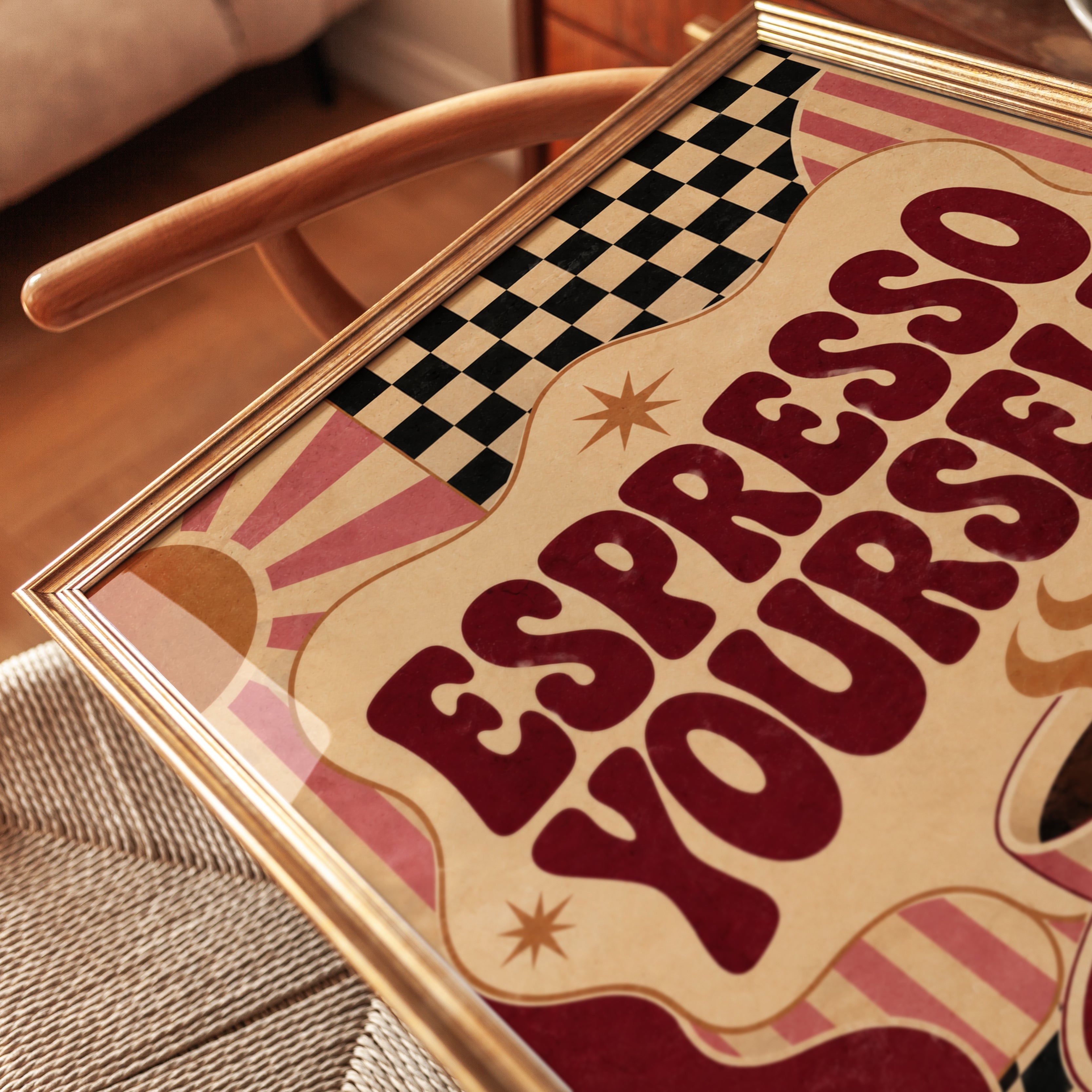 Espresso Coffee Print: Retro Cafe Art - detail