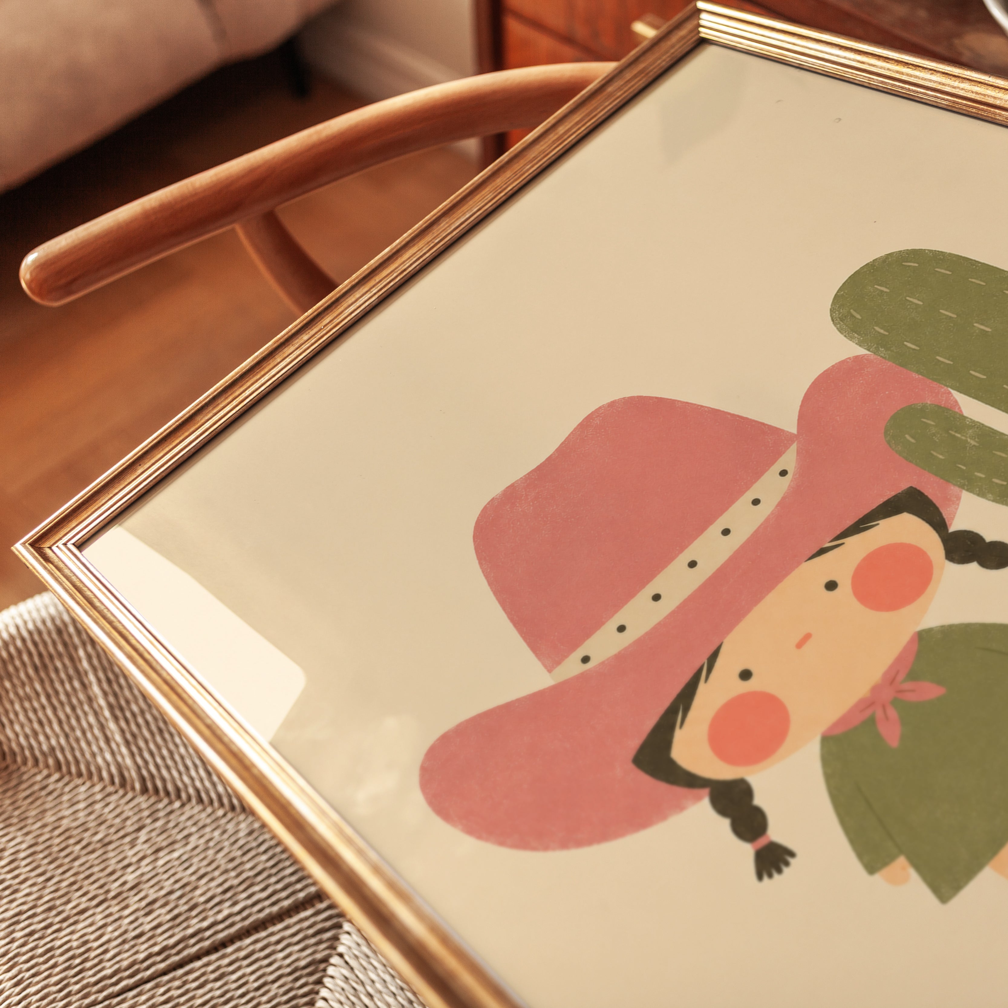 Cowgirl Cactus Print – Western Nursery Wall Art - detail