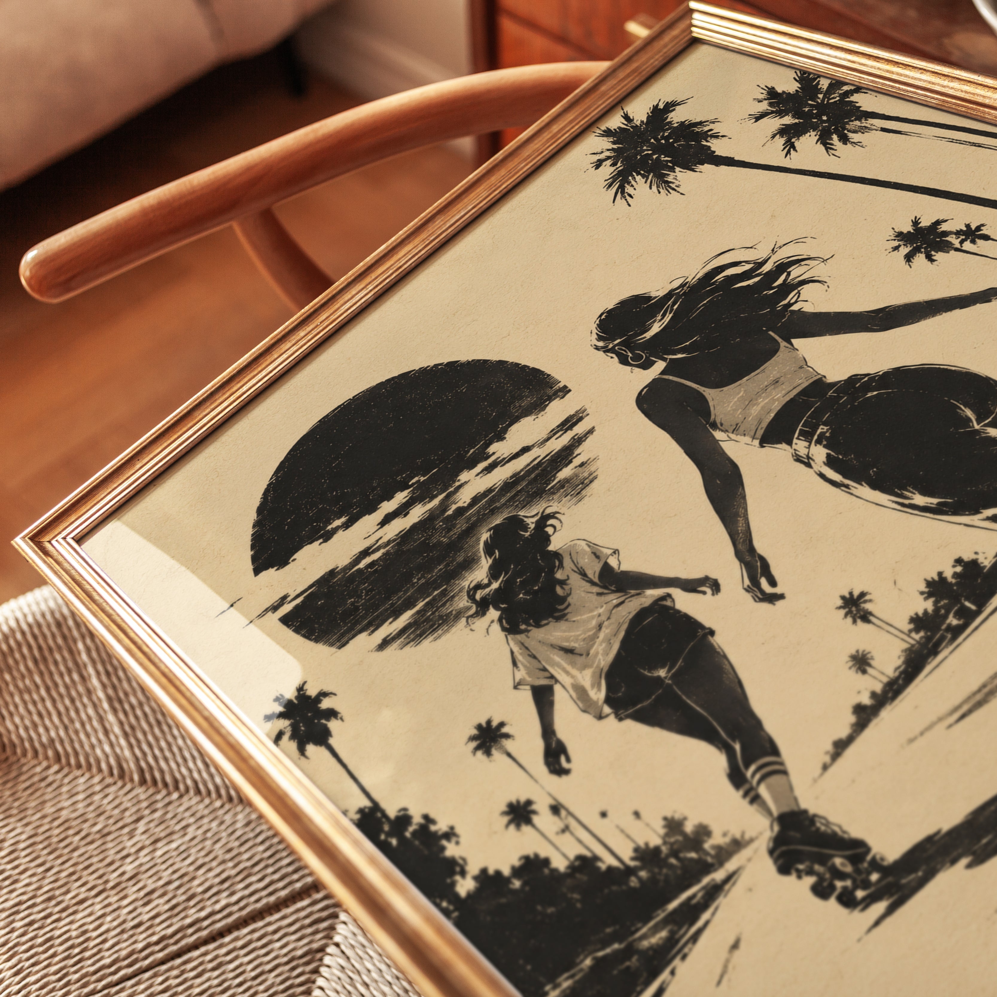 Roller Skating Wall Art – Mother Daughter Print - detail