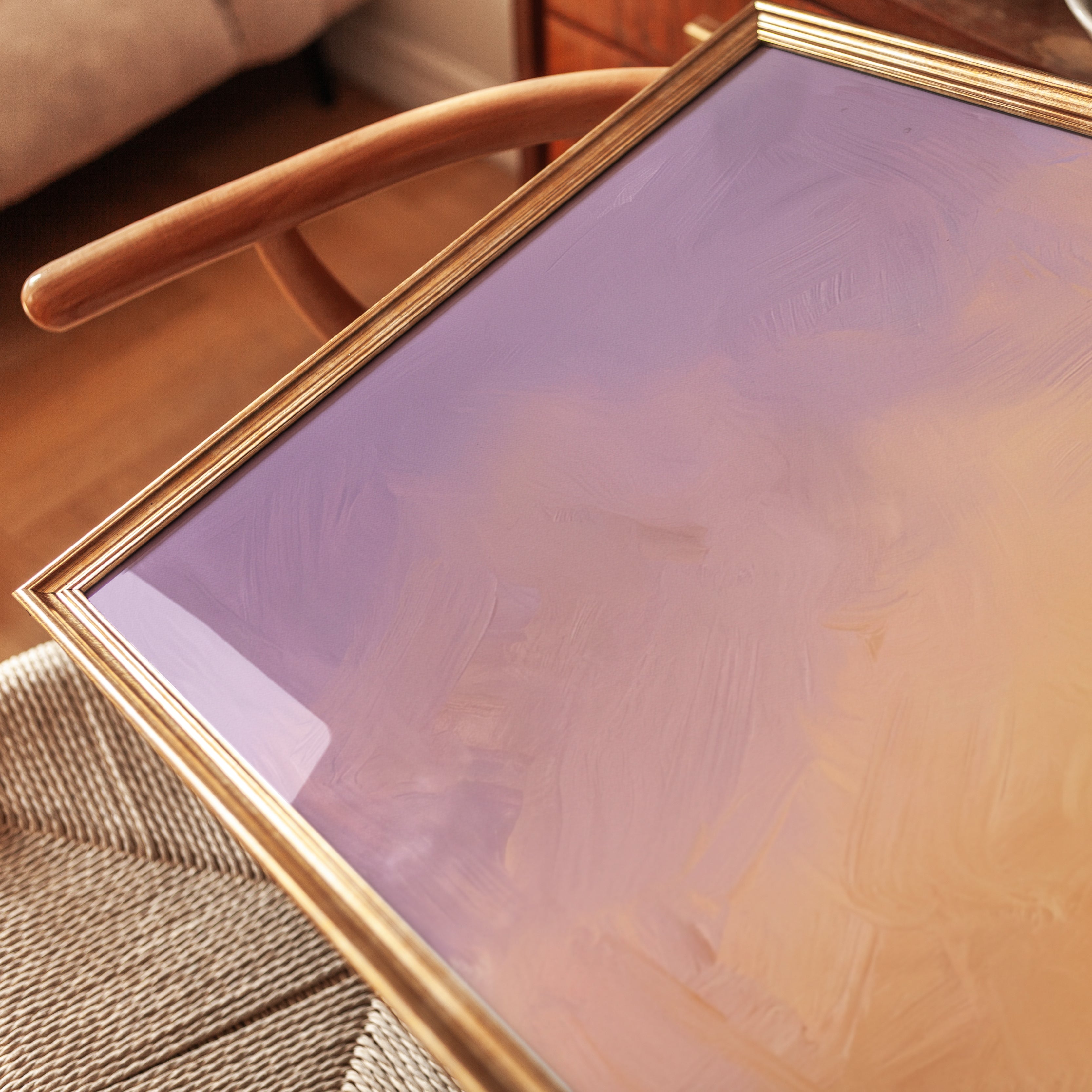 Pastel Gradient Abstract Print — Soft Purple Peach Ombre - detail