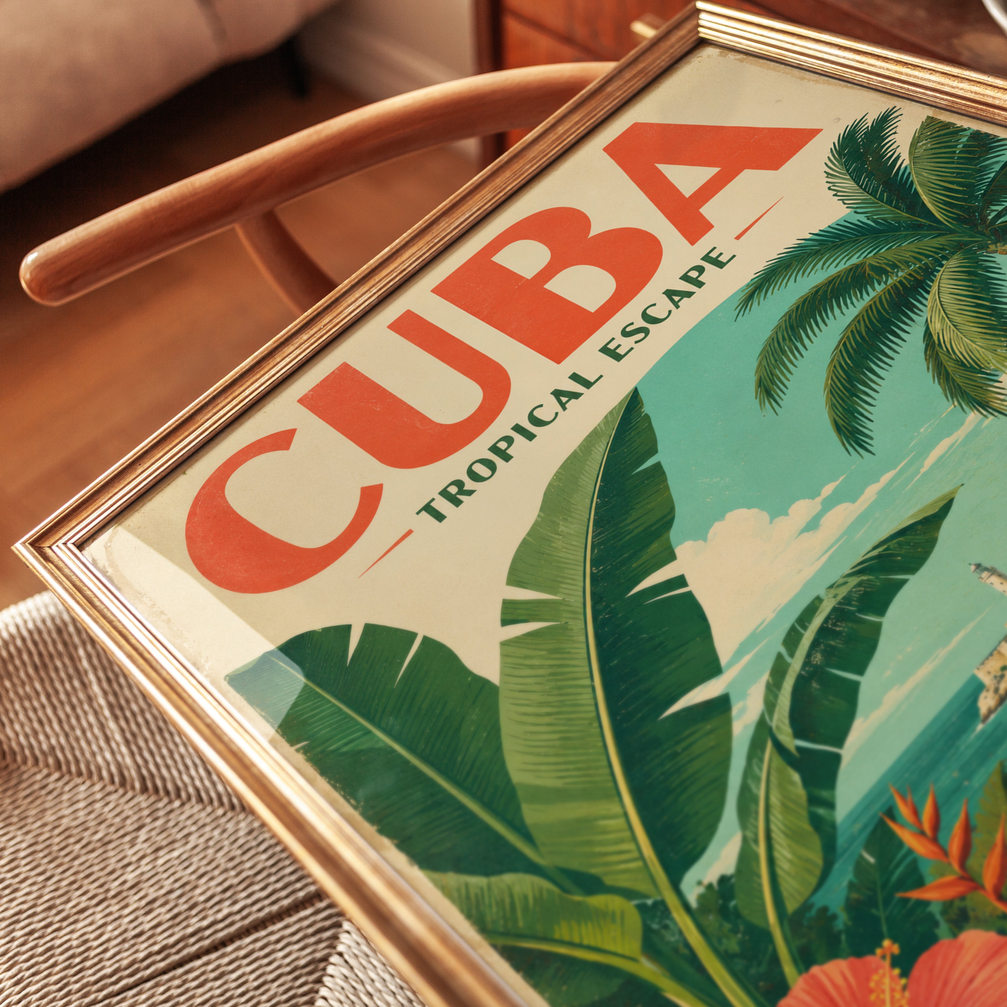 Cuba Travel Poster – Vintage Tropical Wall Art - detail
