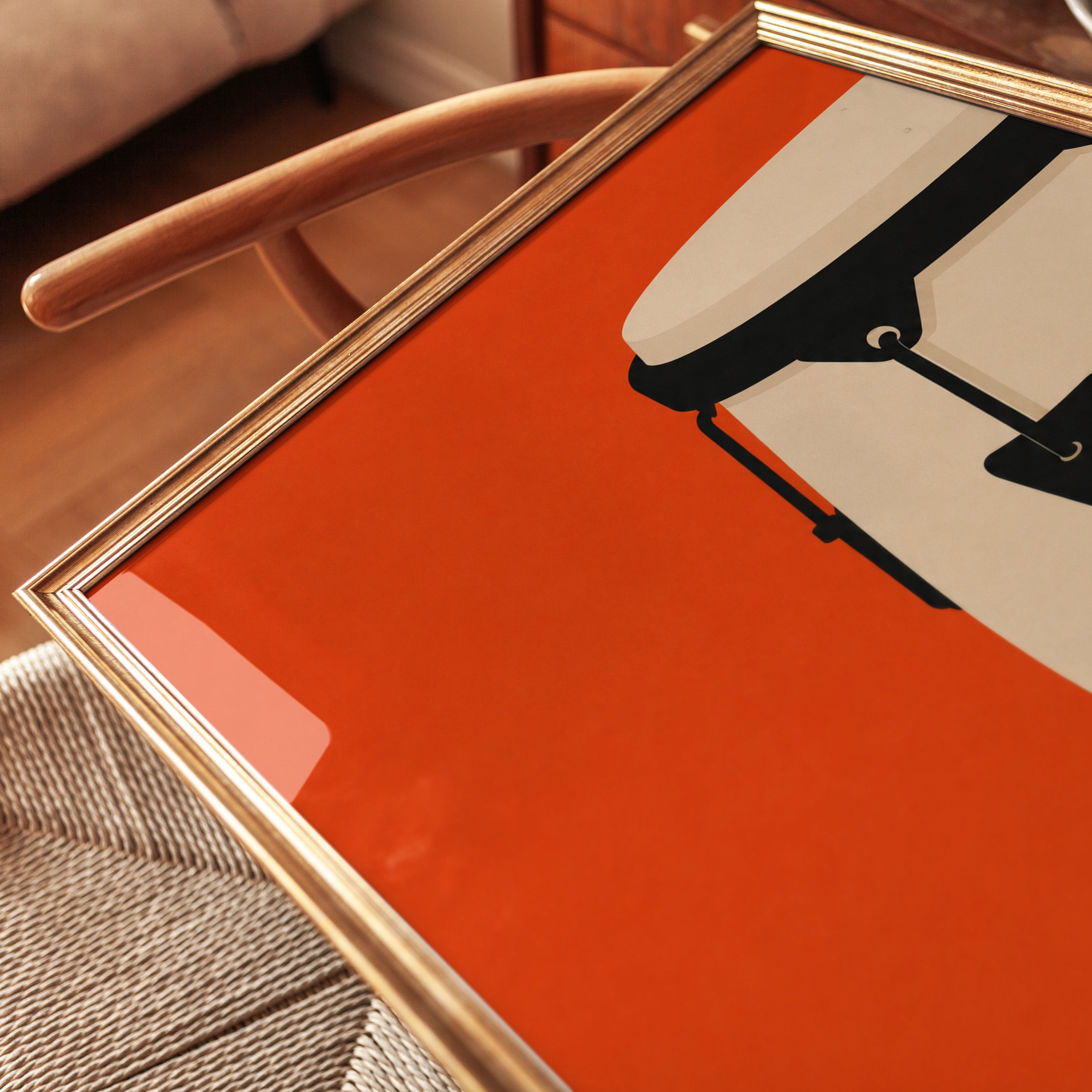 Conga Drum Art Print: Minimalist Orange Music Illustration - detail