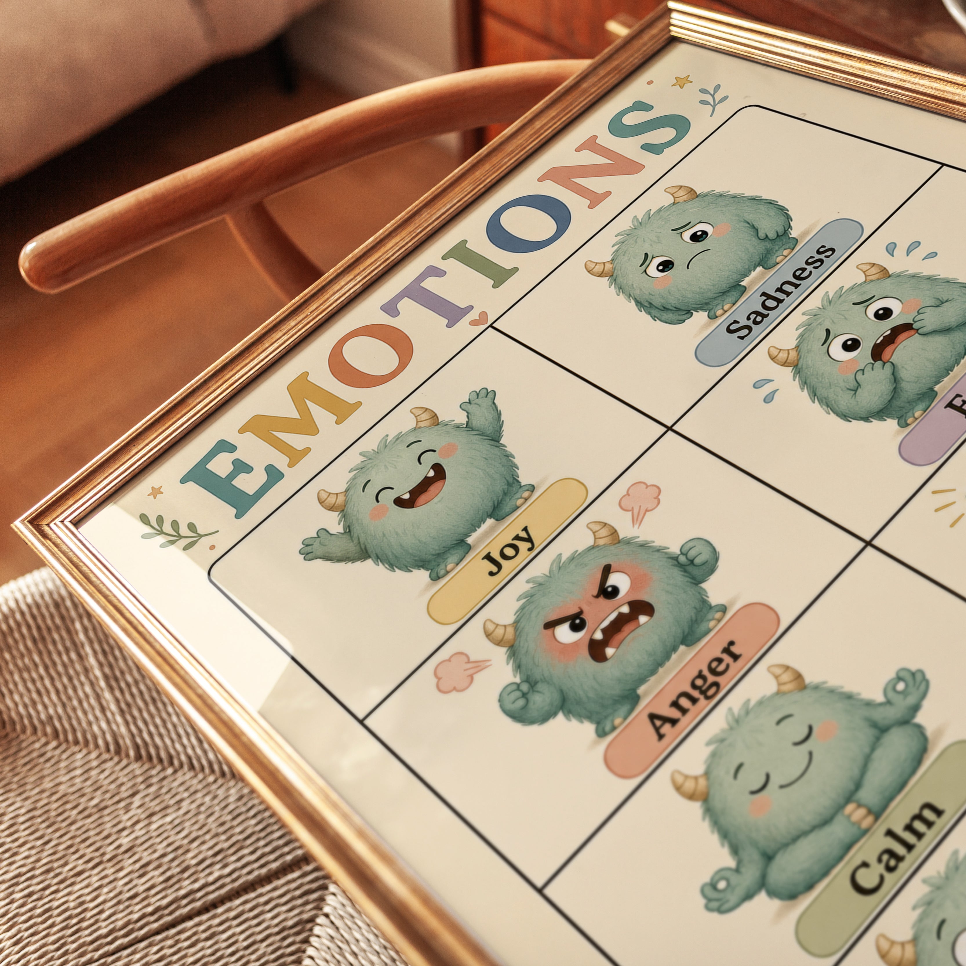 Kids Emotions Chart: Playful Monster Art - detail