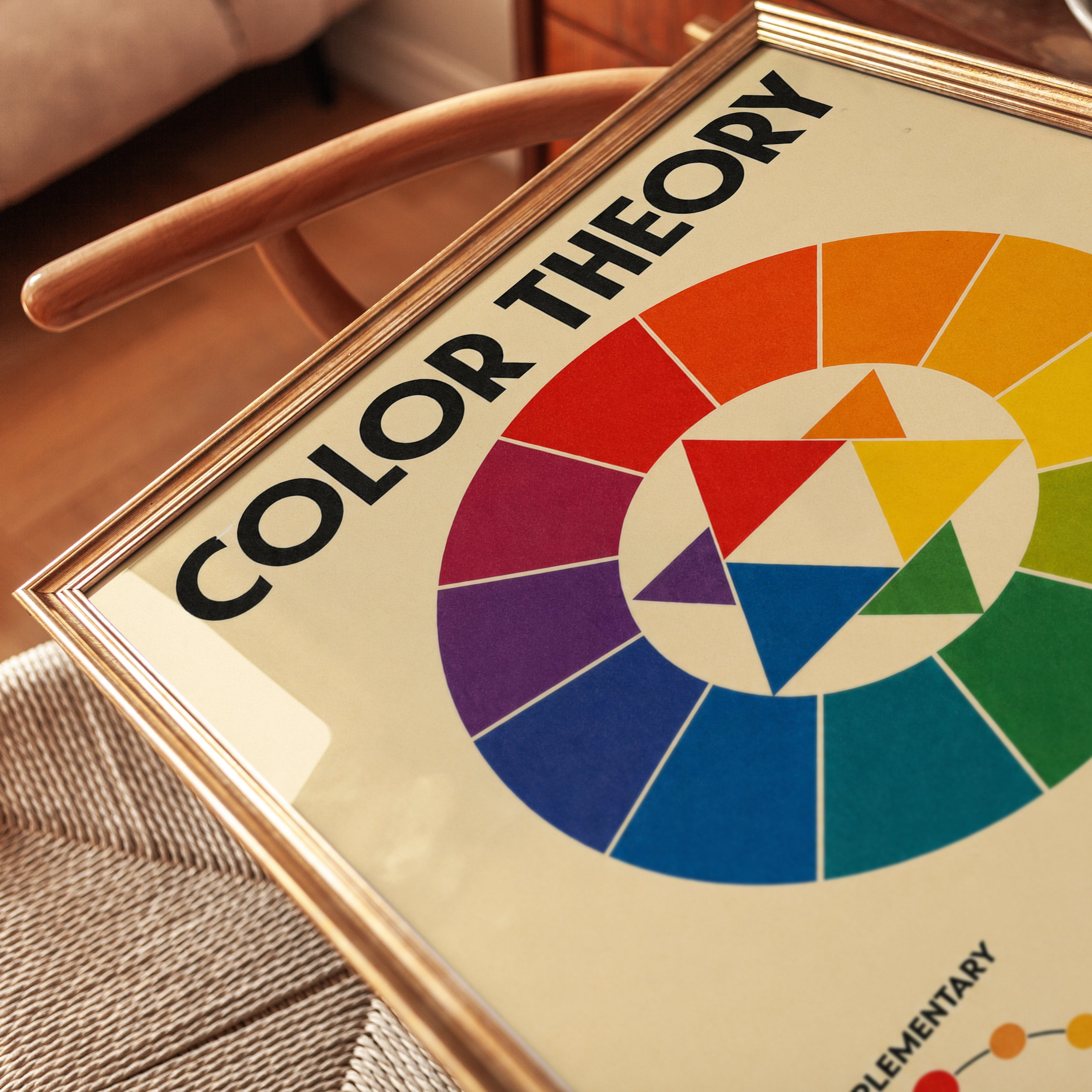 Color Theory Wheel Art Print: Vintage Educational Design - detail