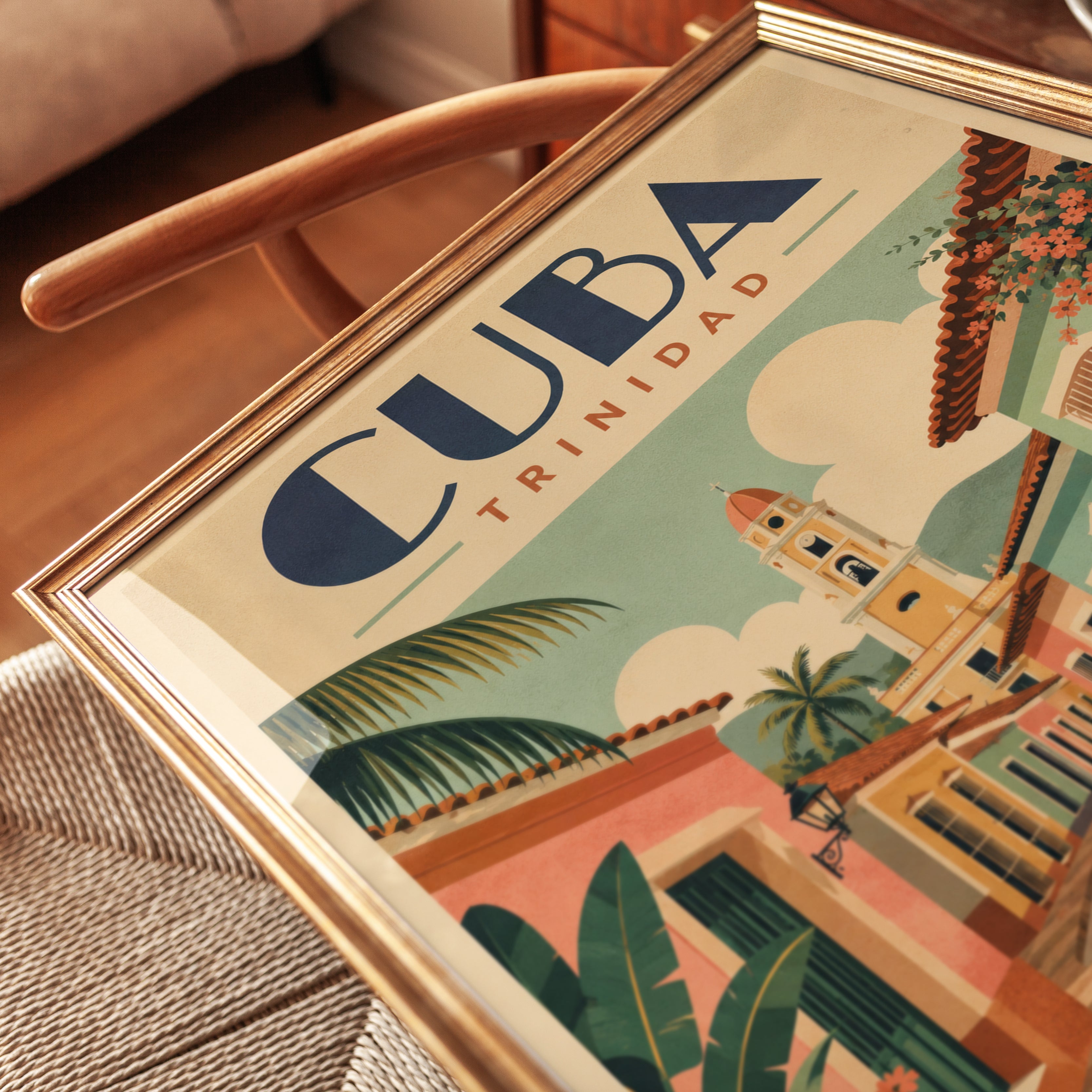 Cuba Travel Poster – Trinidad Vintage Print - detail