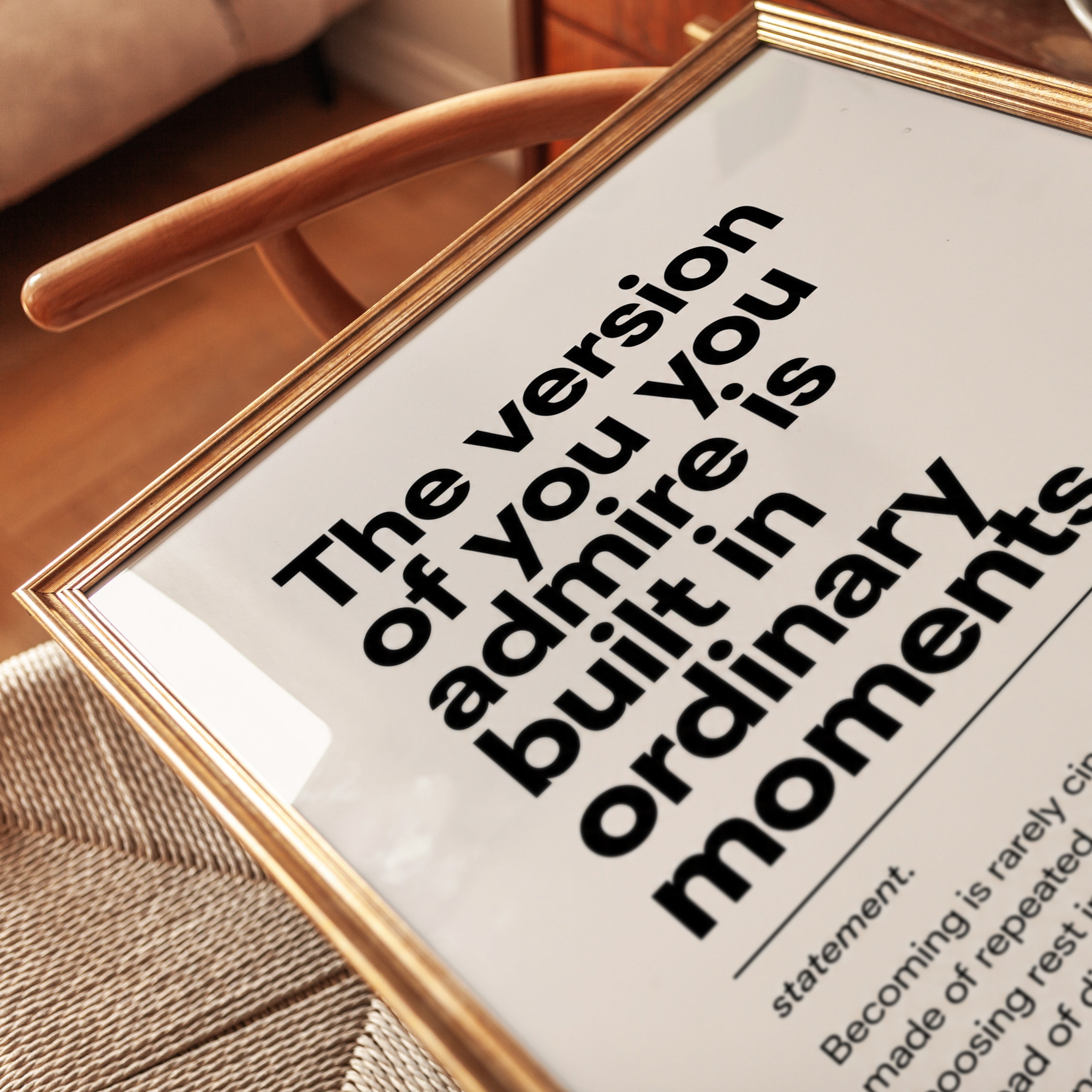 Becoming Quote Wall Art: Black and White Typography - detail