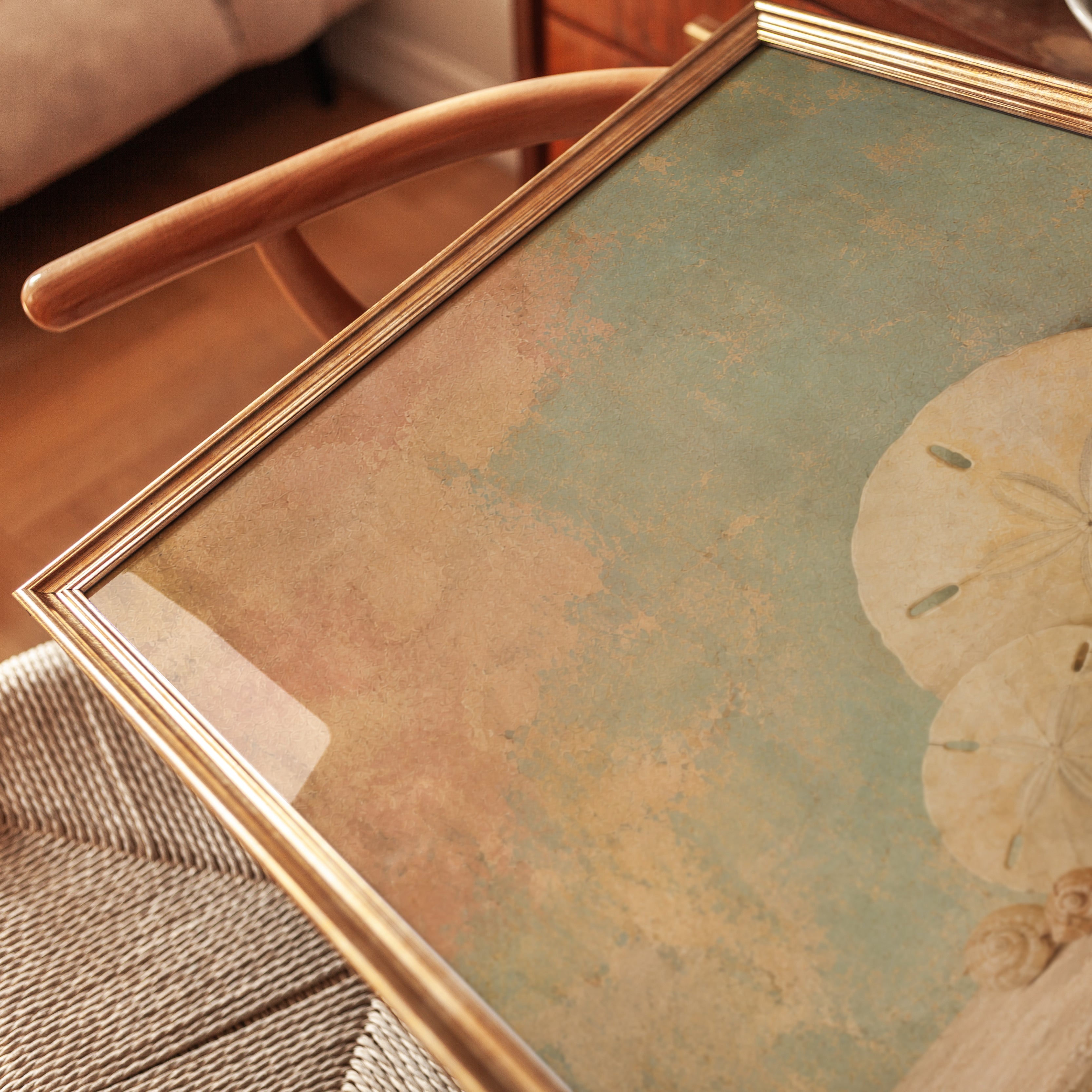 Sand Dollar Shells Wall Art: Coastal Still Life in Muted Tones - detail