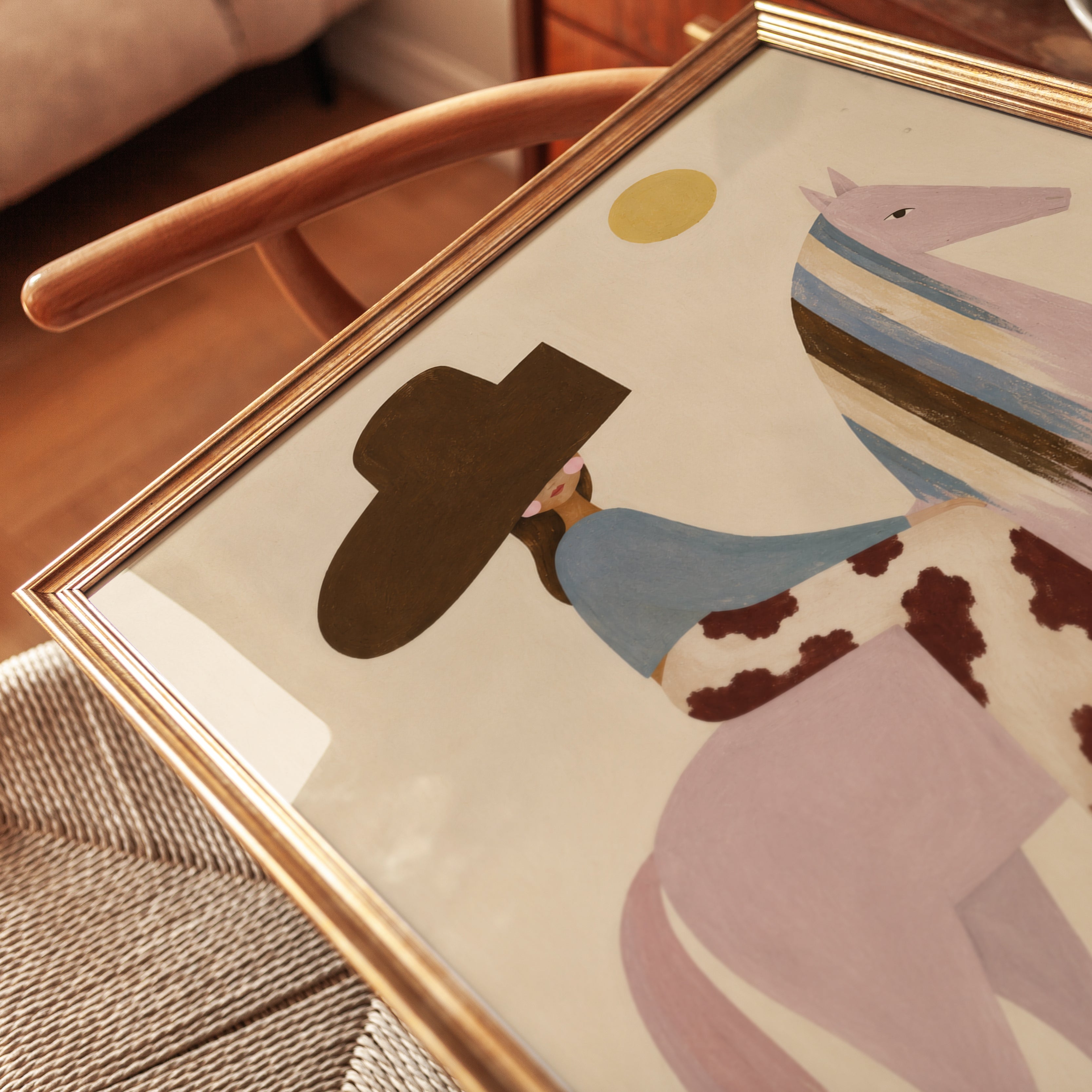 Cowboy Wall Art – Western Horse Rider Print - detail
