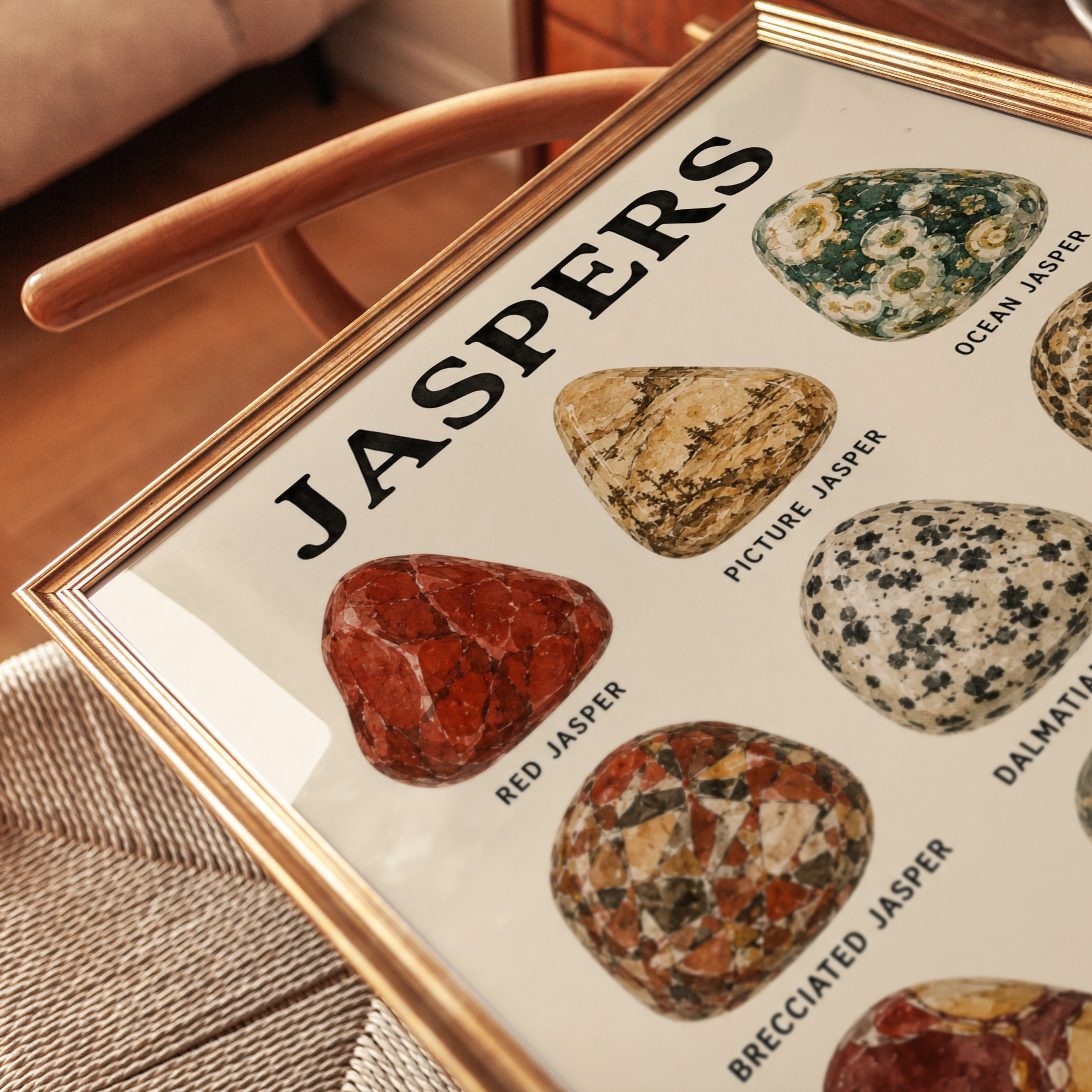 Jasper Stone Collection Print: Vintage Mineralogy Chart Art - detail