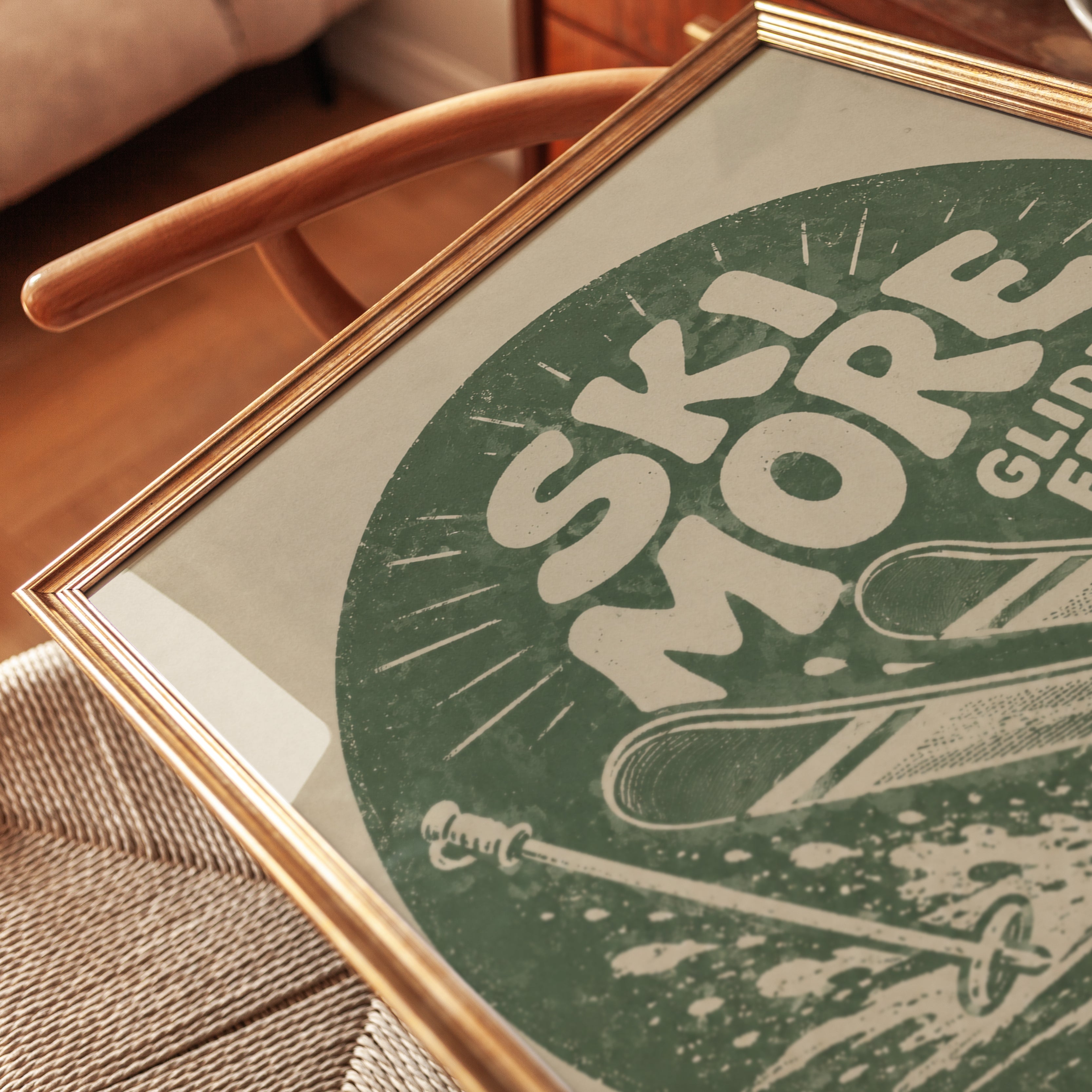 Ski Poster Print: Vintage Retro Design - detail
