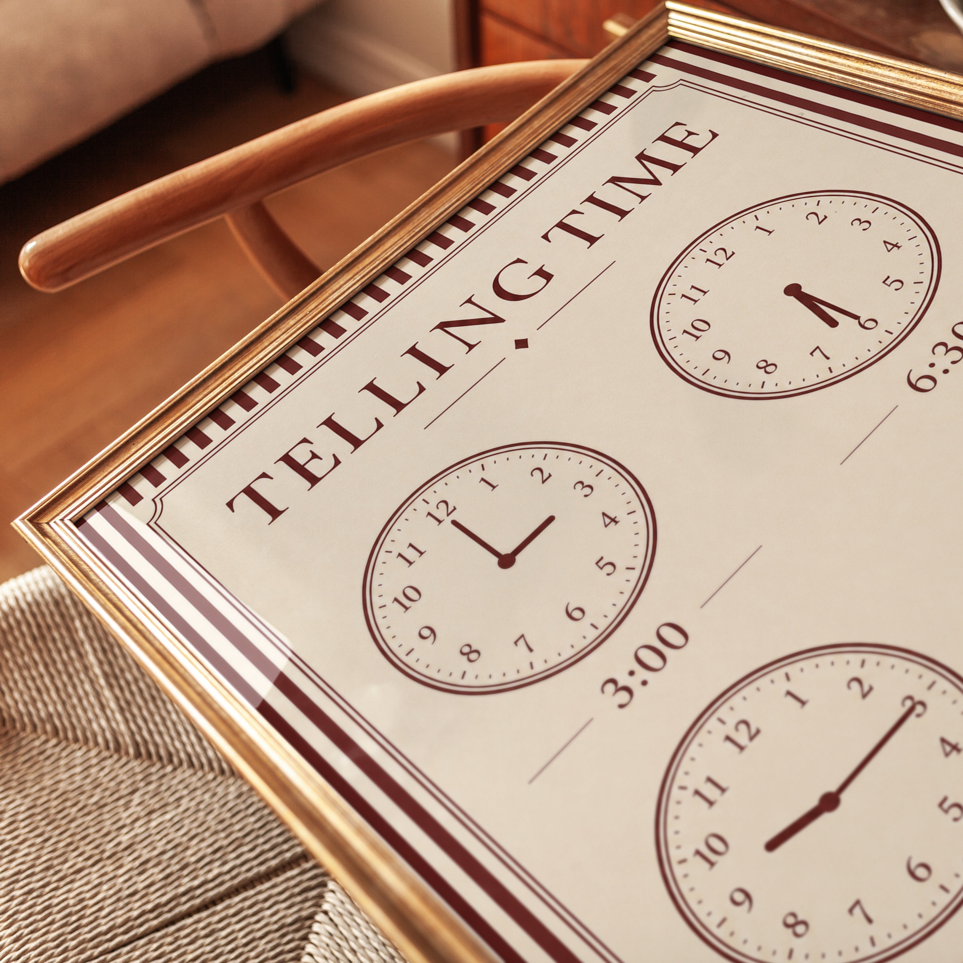 Telling Time Poster – Educational Clock Print - detail