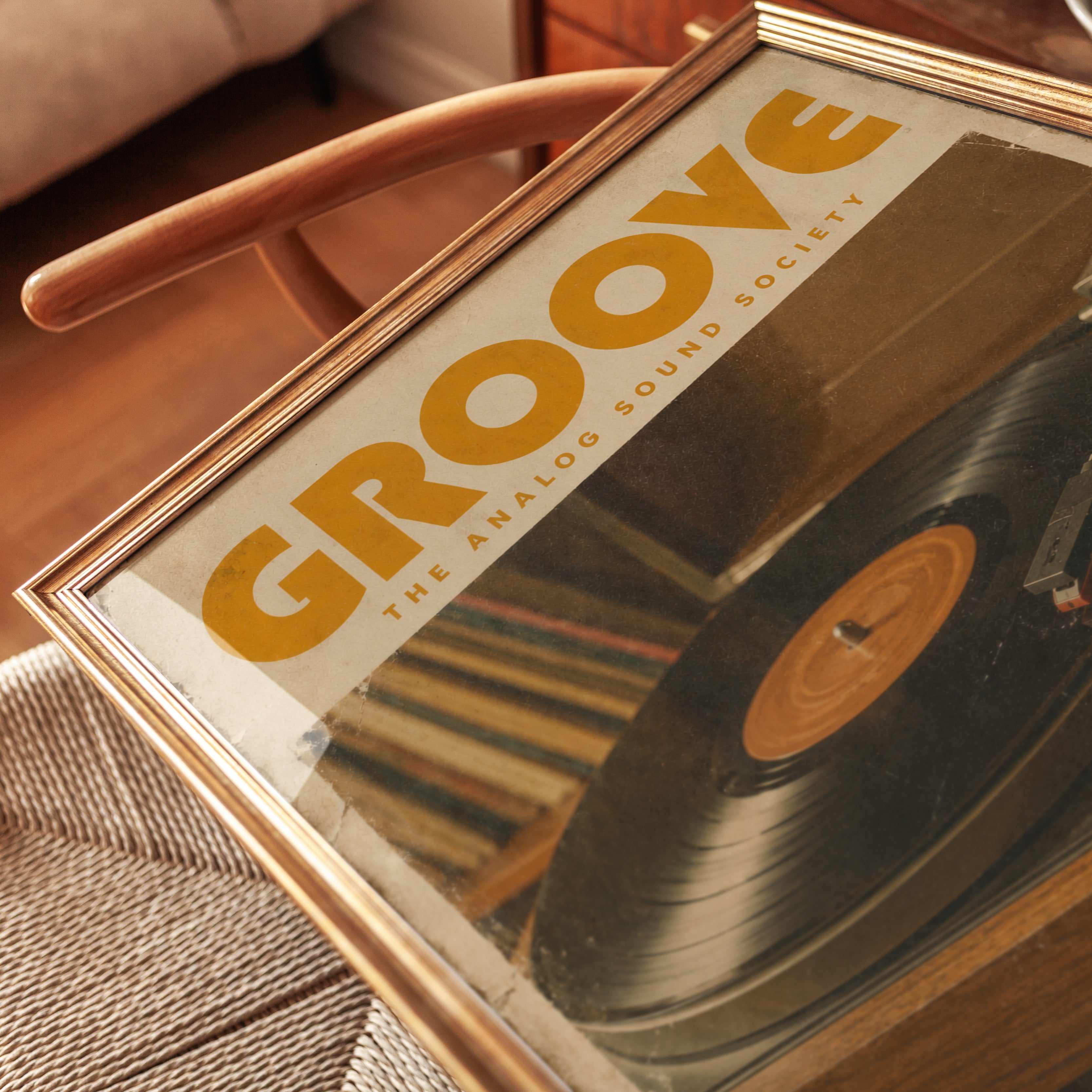 Vintage Record Player Print — Retro Turntable Poster - detail