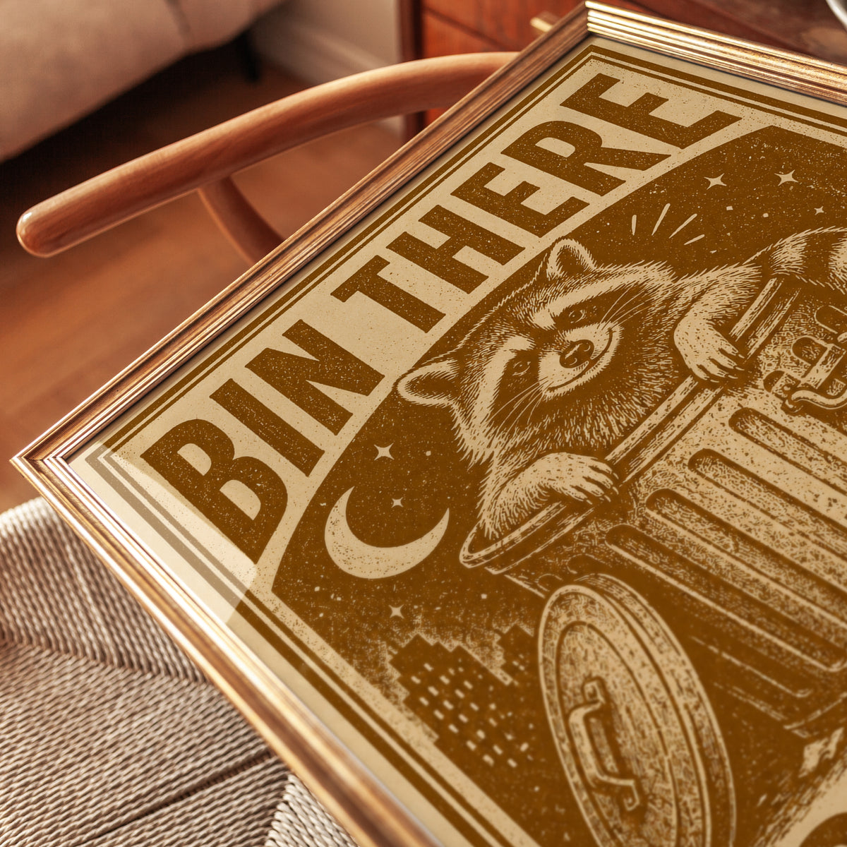 Raccoon Trash Can Poster: Vintage Propaganda Style - detail