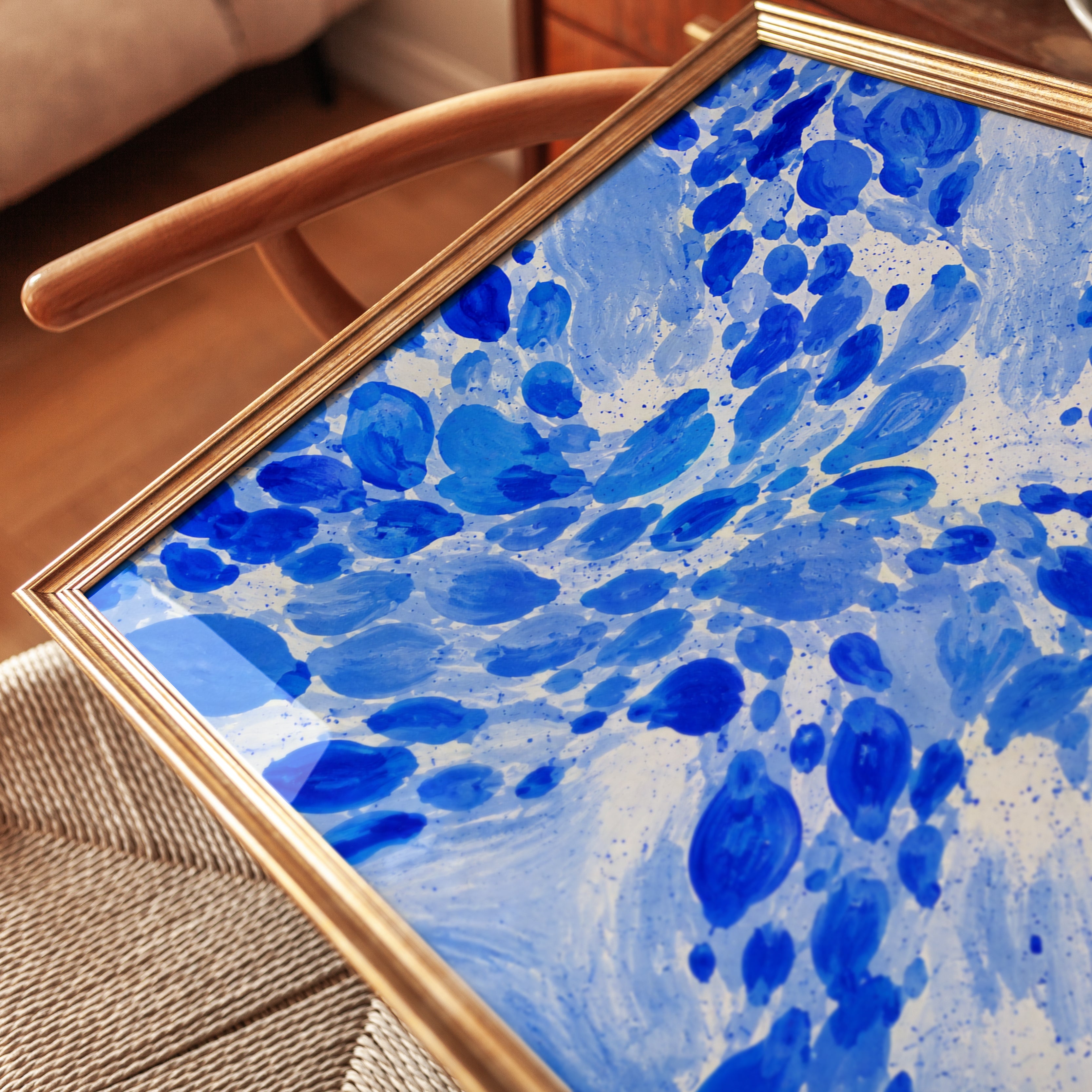 Blue Abstract Wall Art – Fluid Art Print - detail