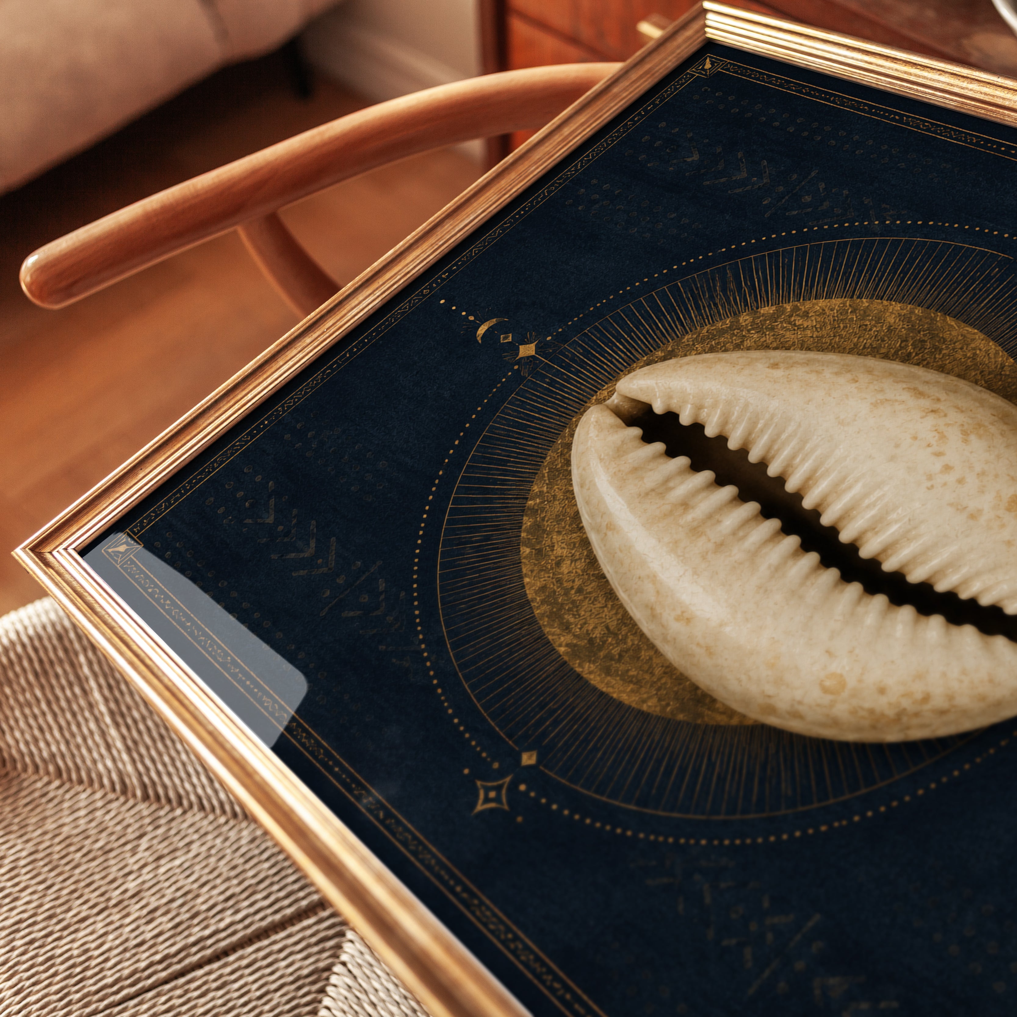 Cowrie Shell Wall Art – Prosperity Print - detail