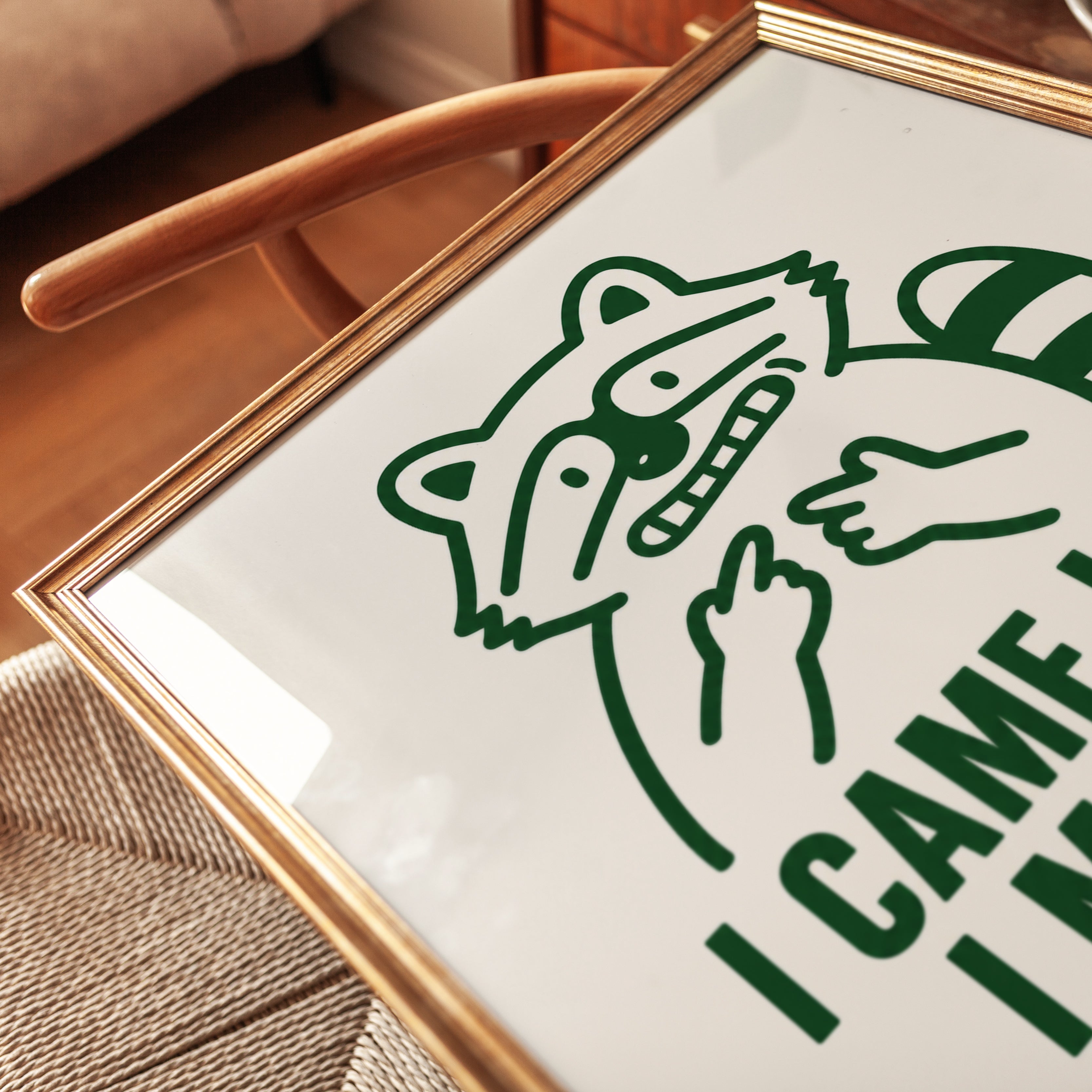 Funny Raccoon Meme Print - detail