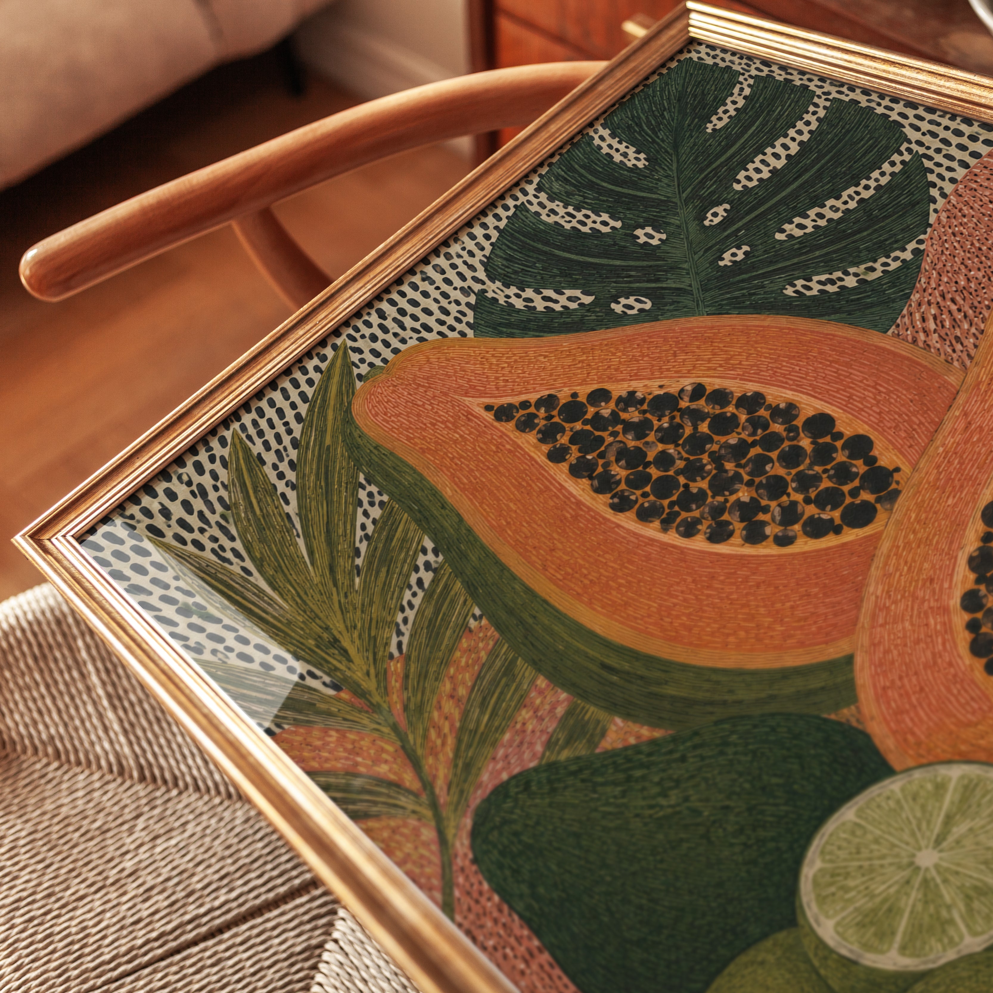 Tropical Fruit Wall Art – Papaya Kitchen Print - detail