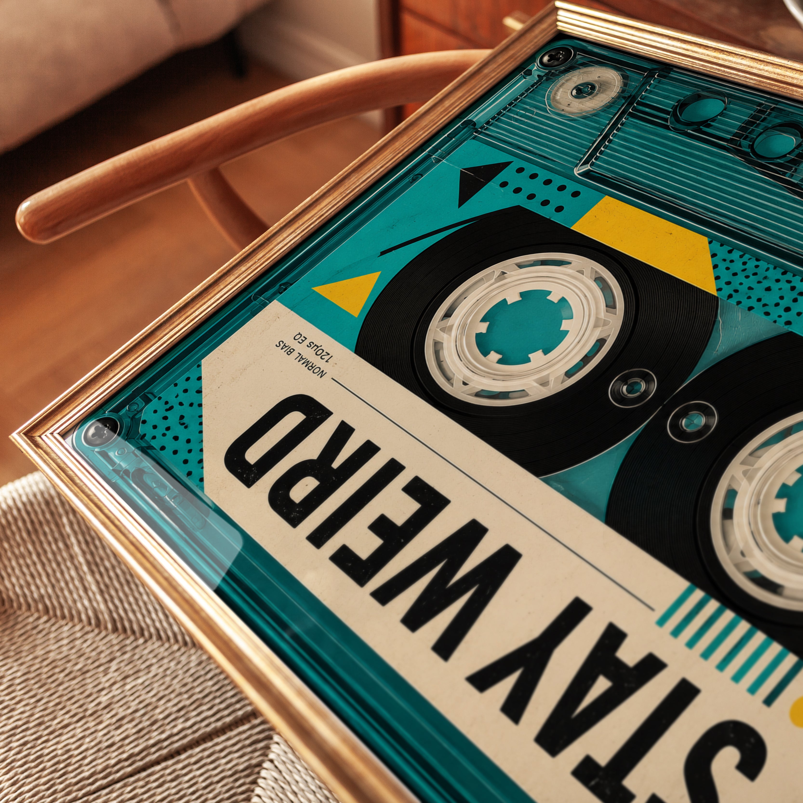 Cassette Tape Wall Art: Retro 80s Design - detail