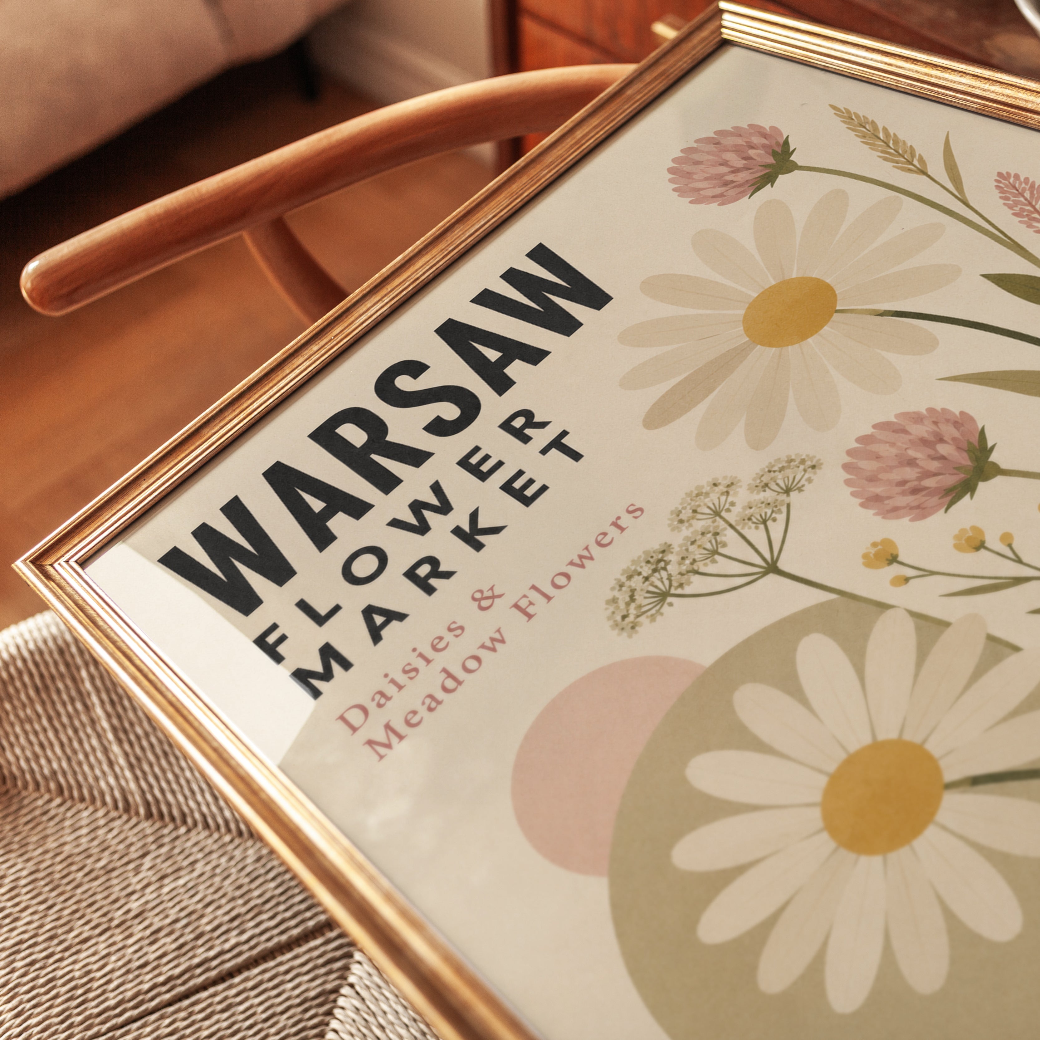 Botanical Flower Market Poster — Warsaw Daisies & Meadow Flowers - detail