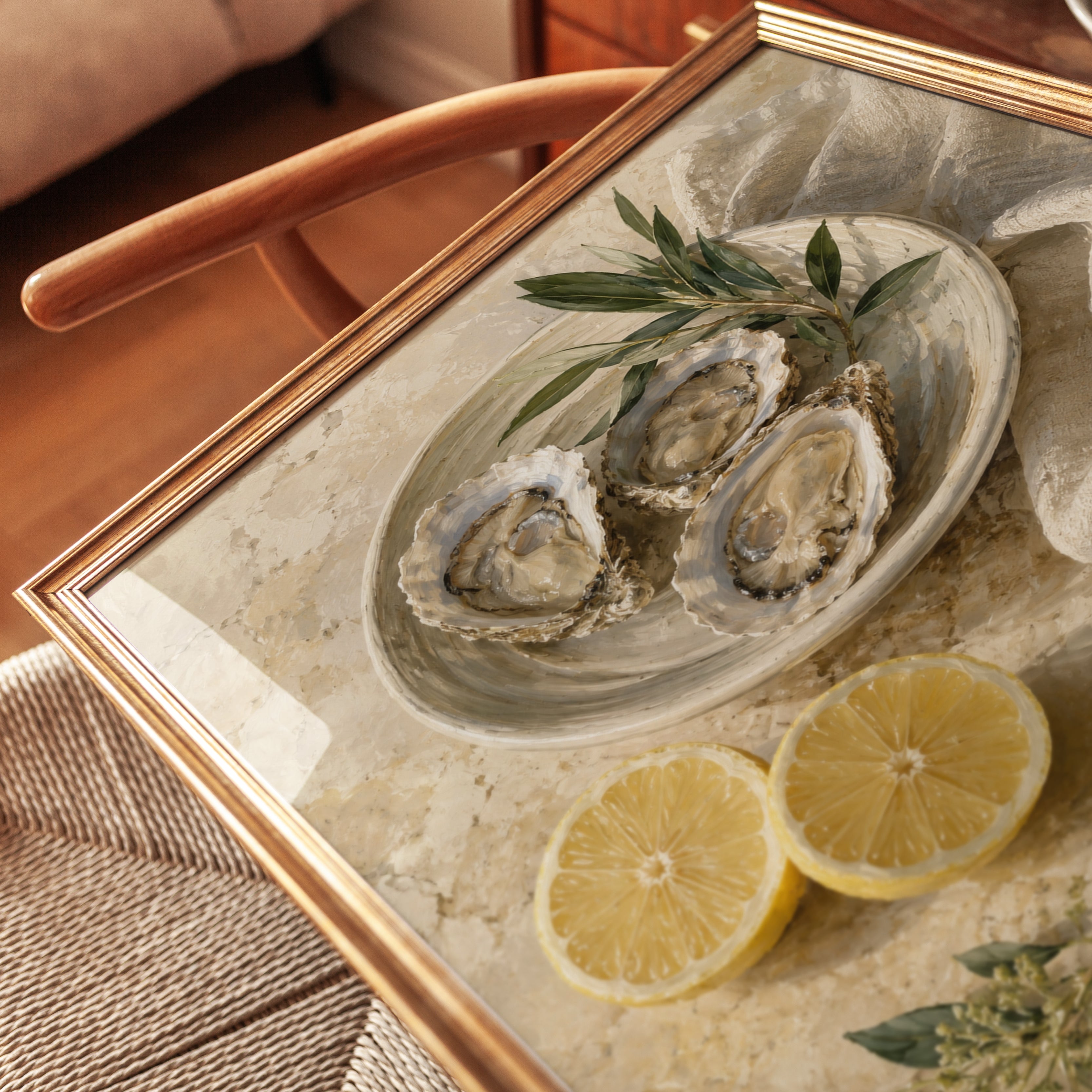 Oyster Wall Art – Seafood Kitchen Print - detail