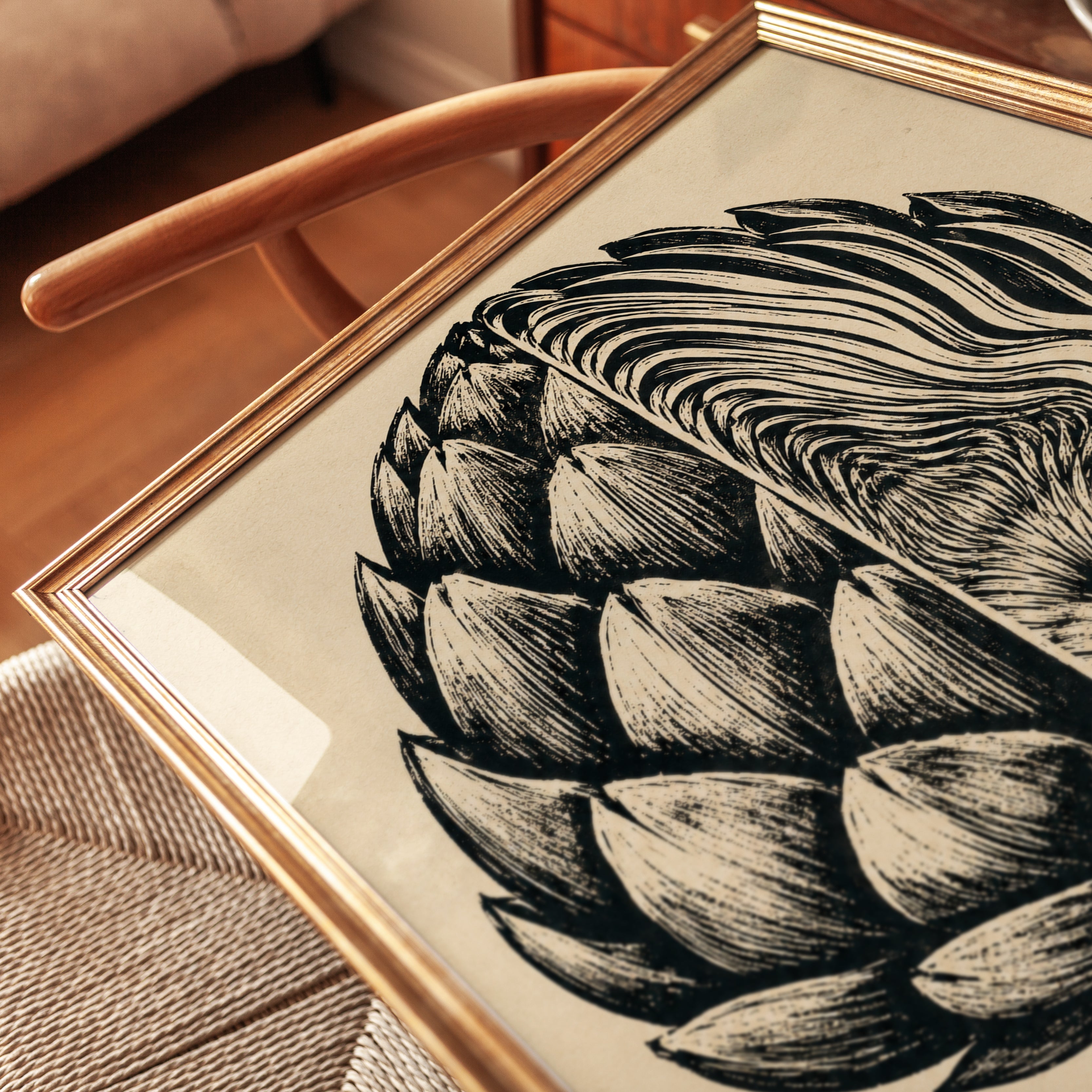 Artichoke Wall Art – Vintage Botanical Print - detail
