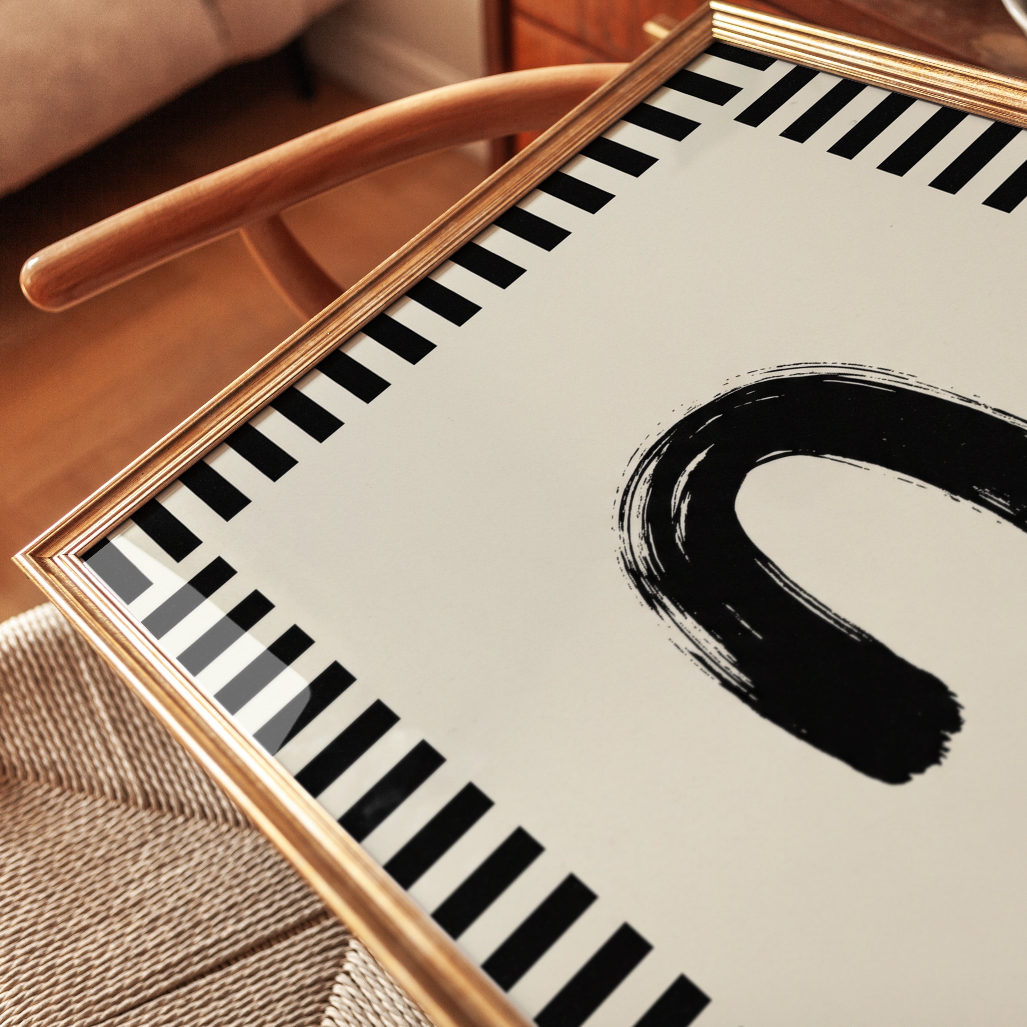 Black Arch Brushstroke Art Print: Minimalist Abstract Design - detail