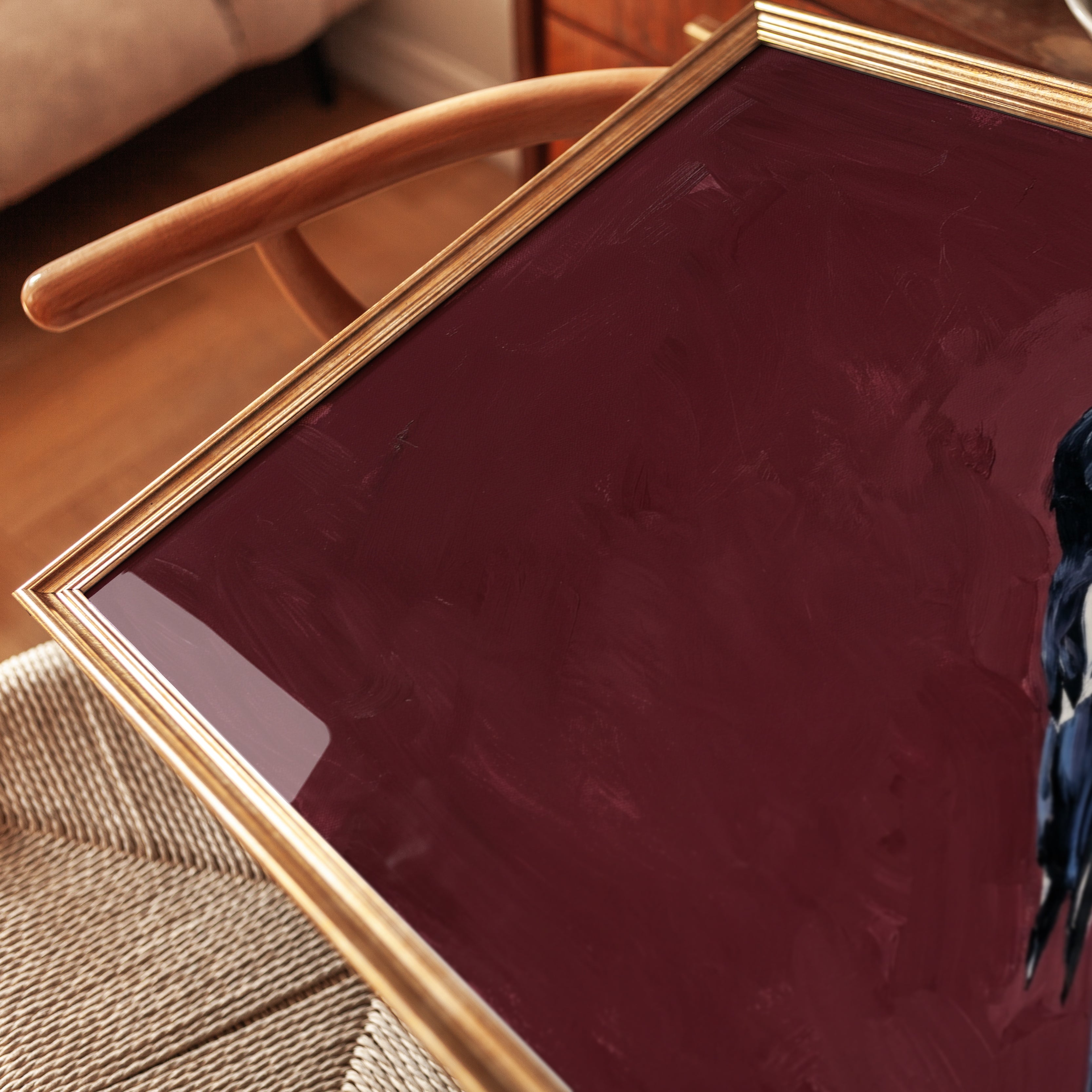 Magpie Bird Print — Realistic Oil Painting Style - detail