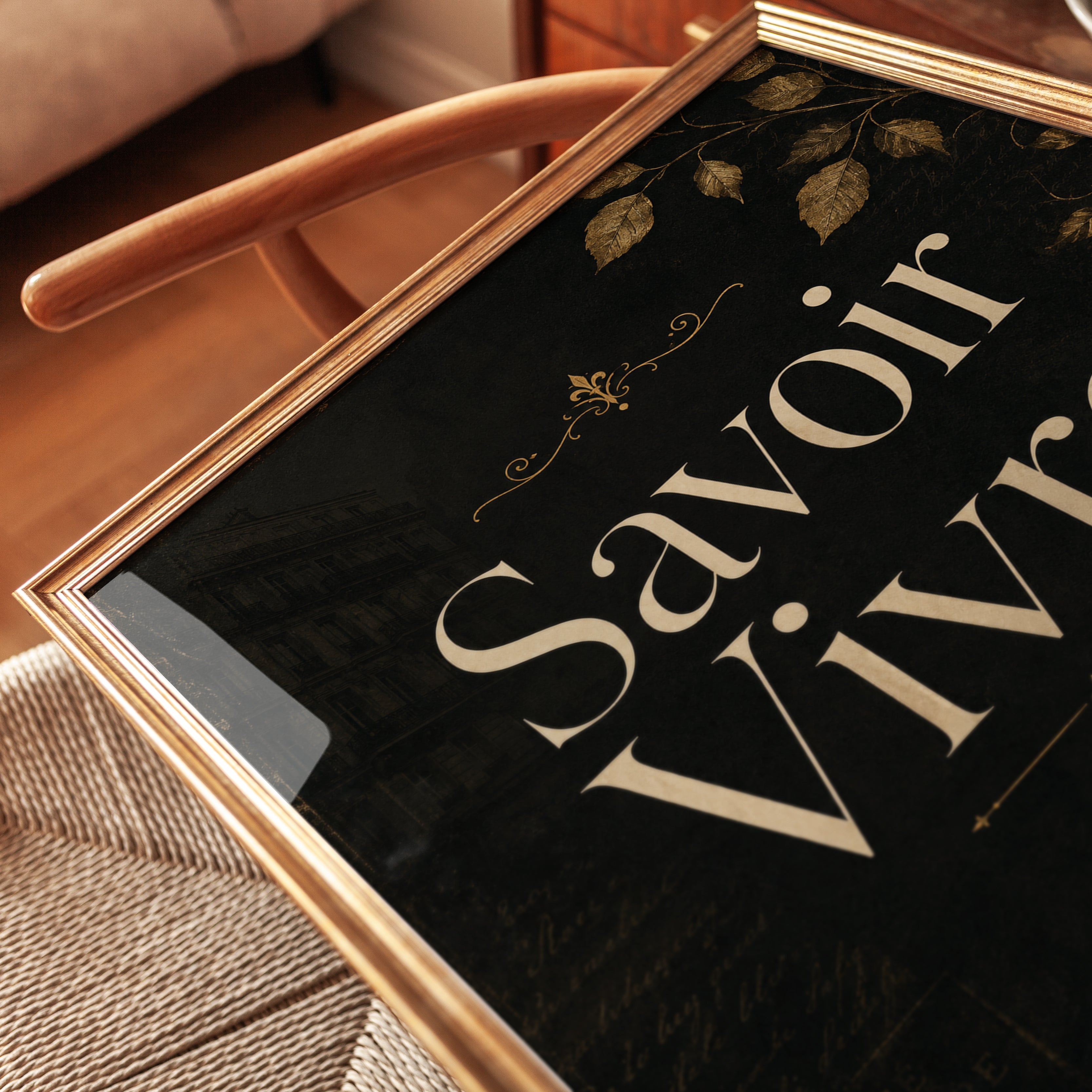 French Cafe Wall Art – Savoir Vivre Print - detail