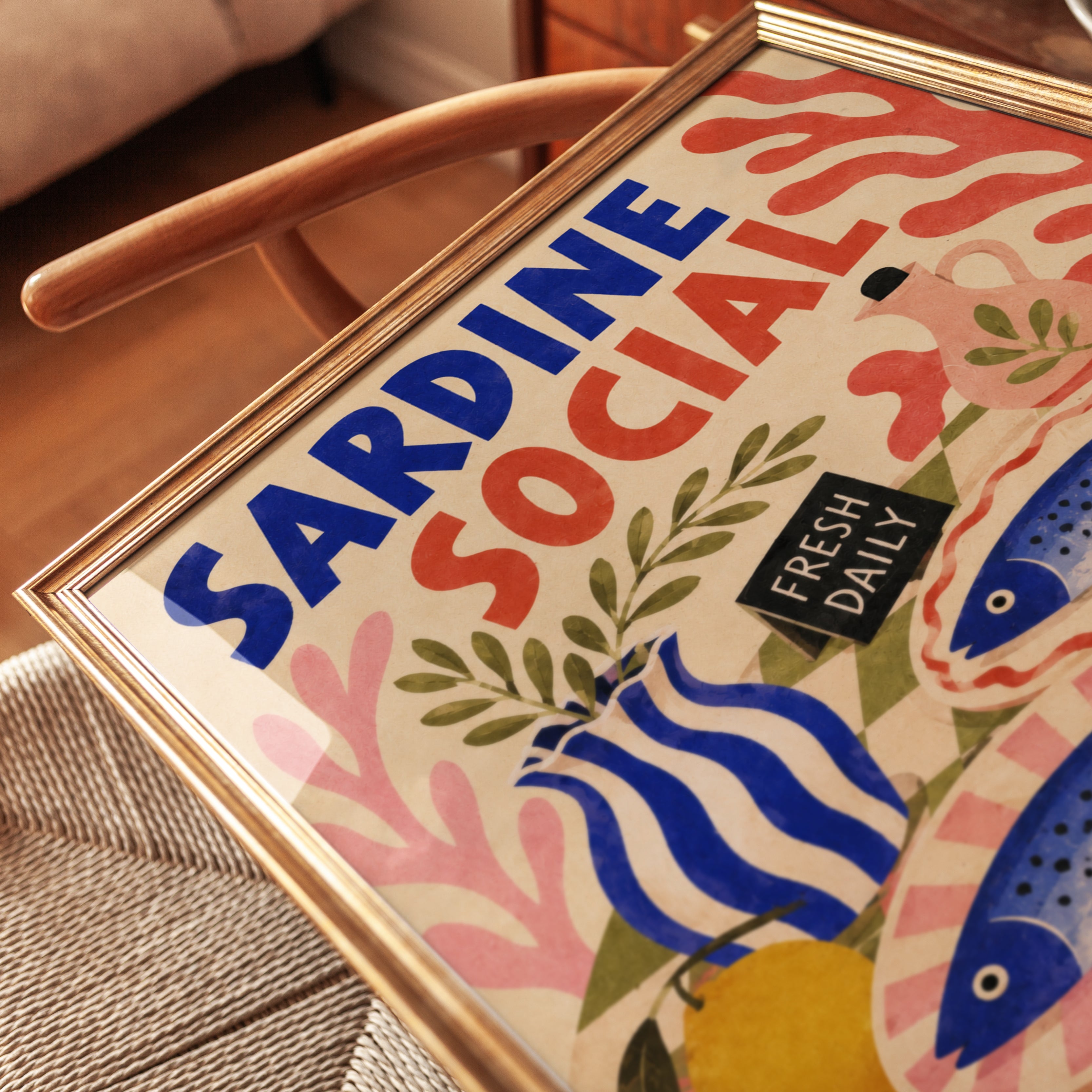 Kitchen Wall Art – Retro Fish Poster - detail
