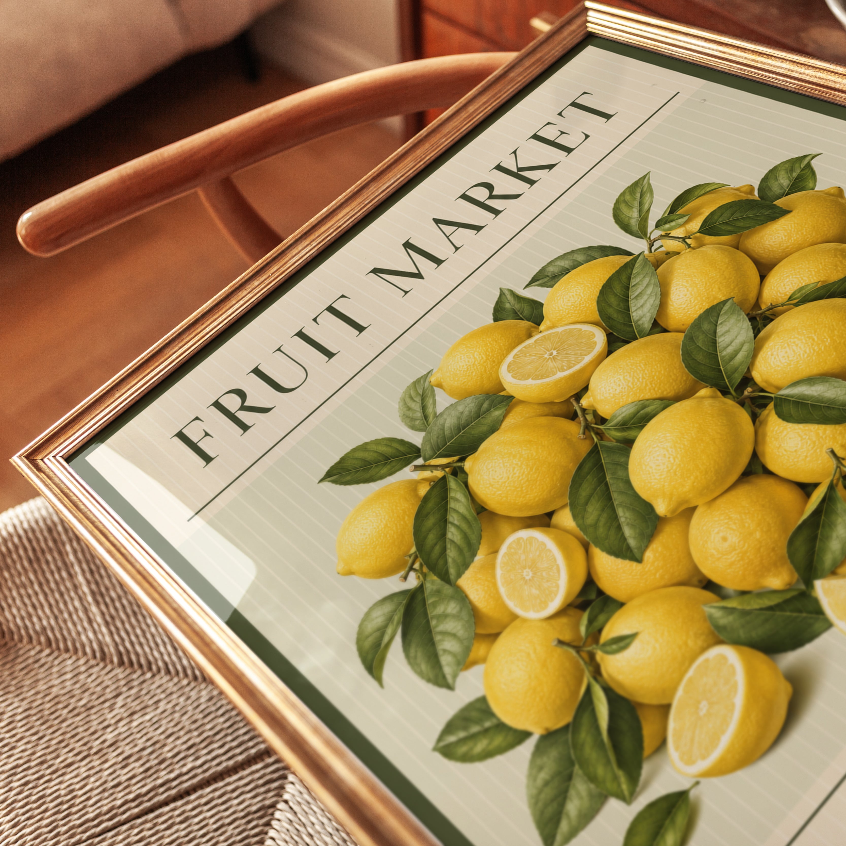 Lemon Kitchen Wall Art – Fruit Market Poster - detail