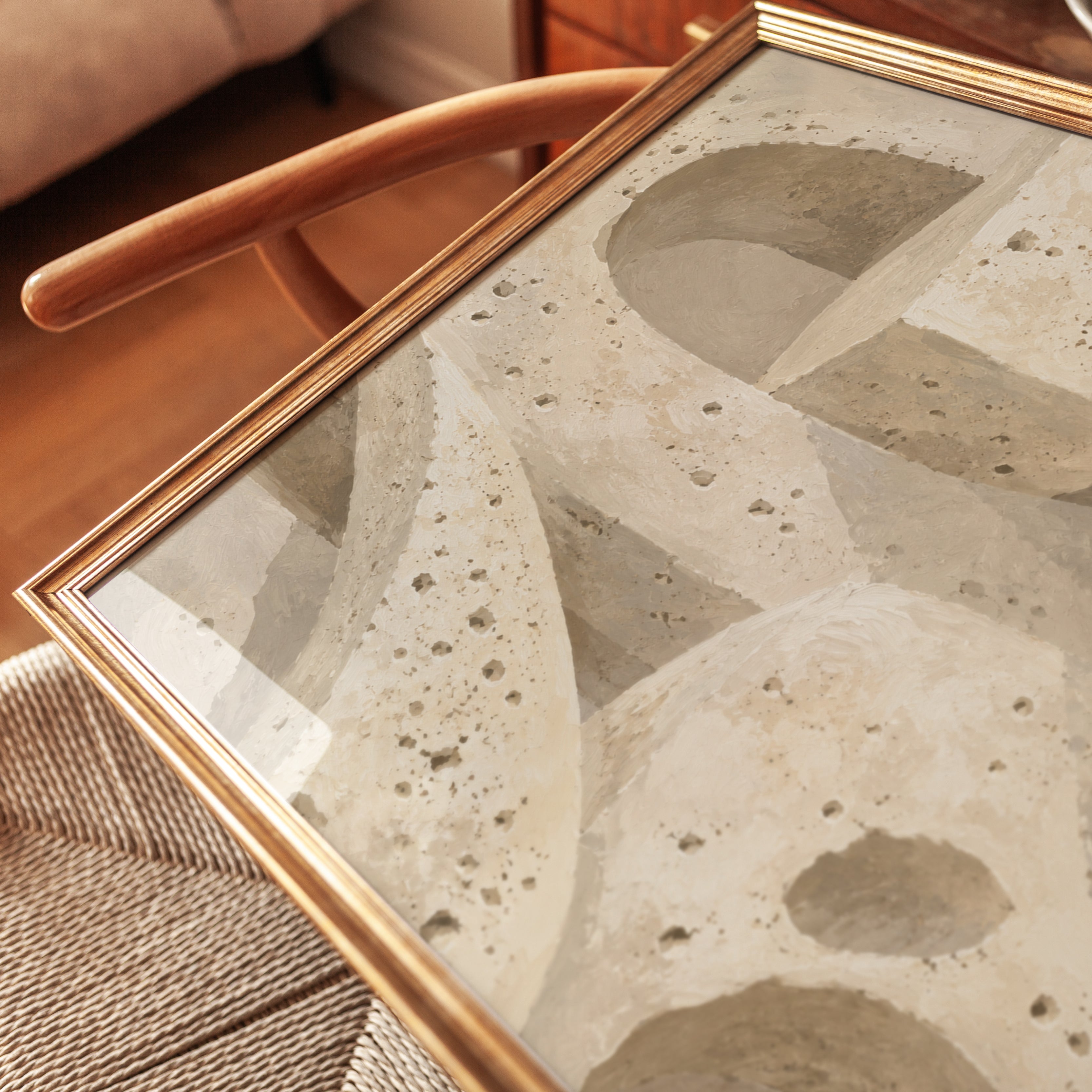 Minimalist Terrazzo Architecture Print: Neutral Abstract Forms - detail
