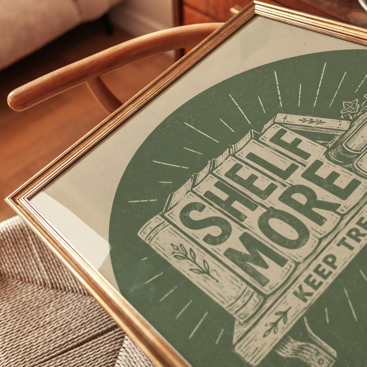 Vintage Library Print: 'Shelf More - detail