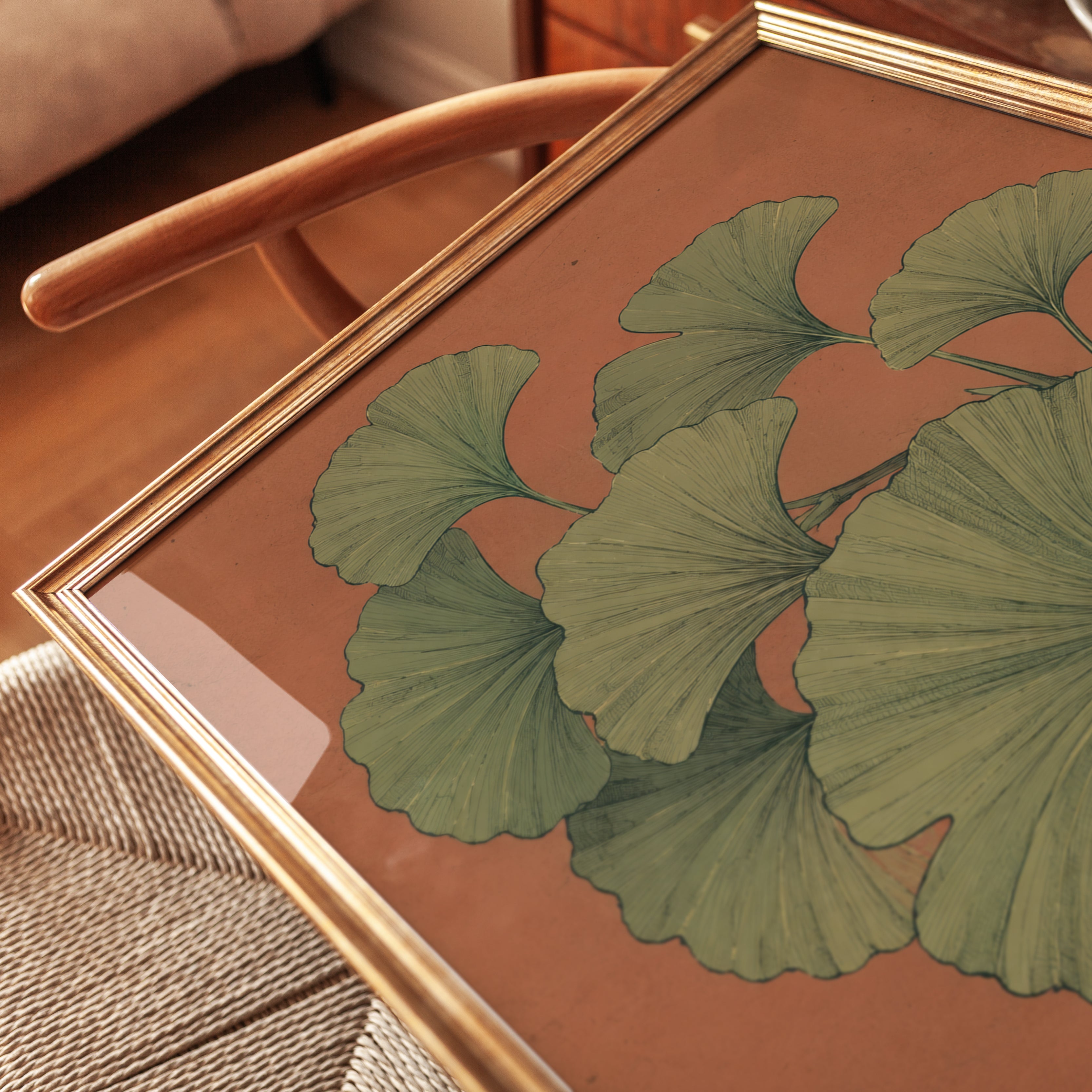 Ginkgo Leaf Botanical Print — Vintage Japanese Illustration - detail
