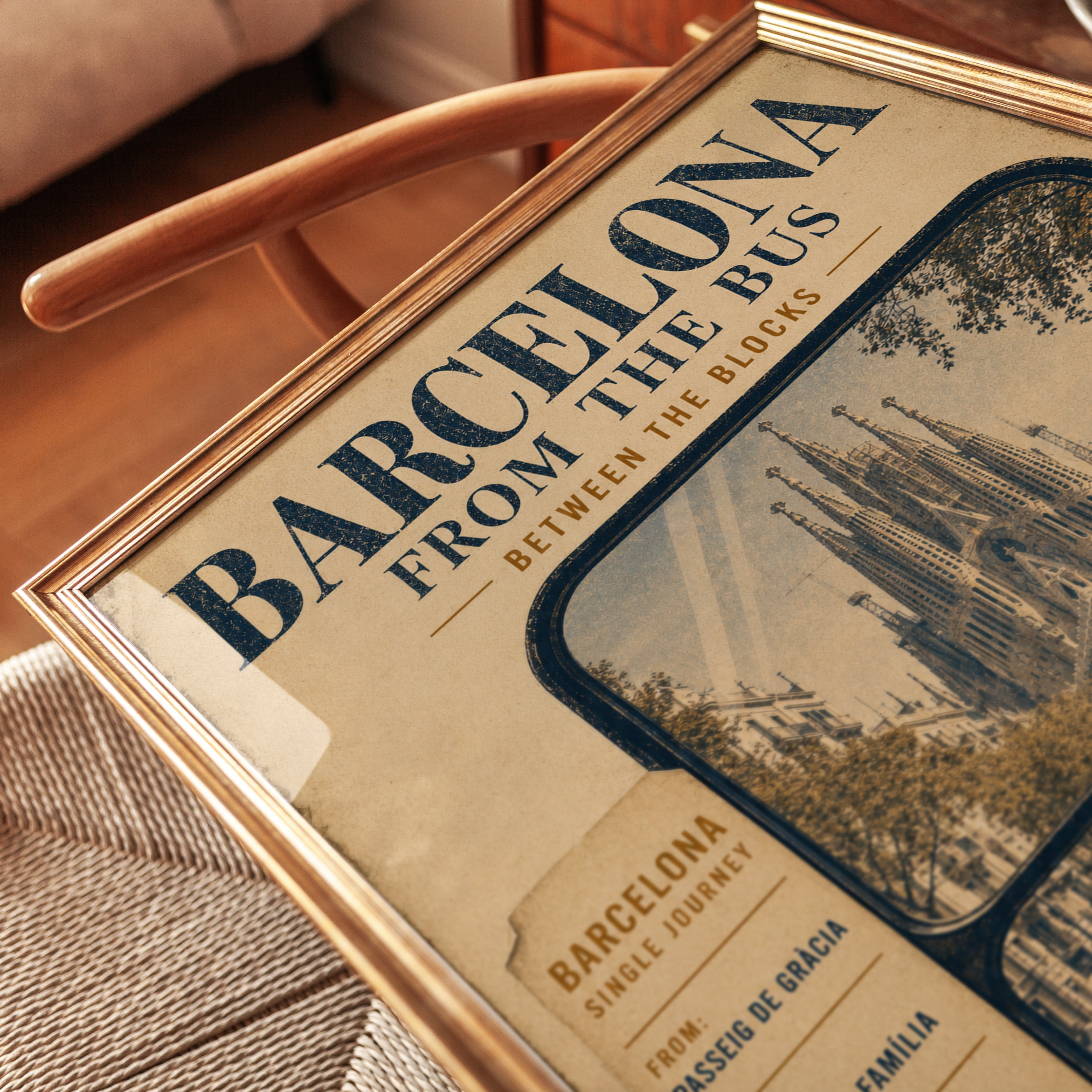 Barcelona Travel Poster – Vintage Spain Wall Art - detail