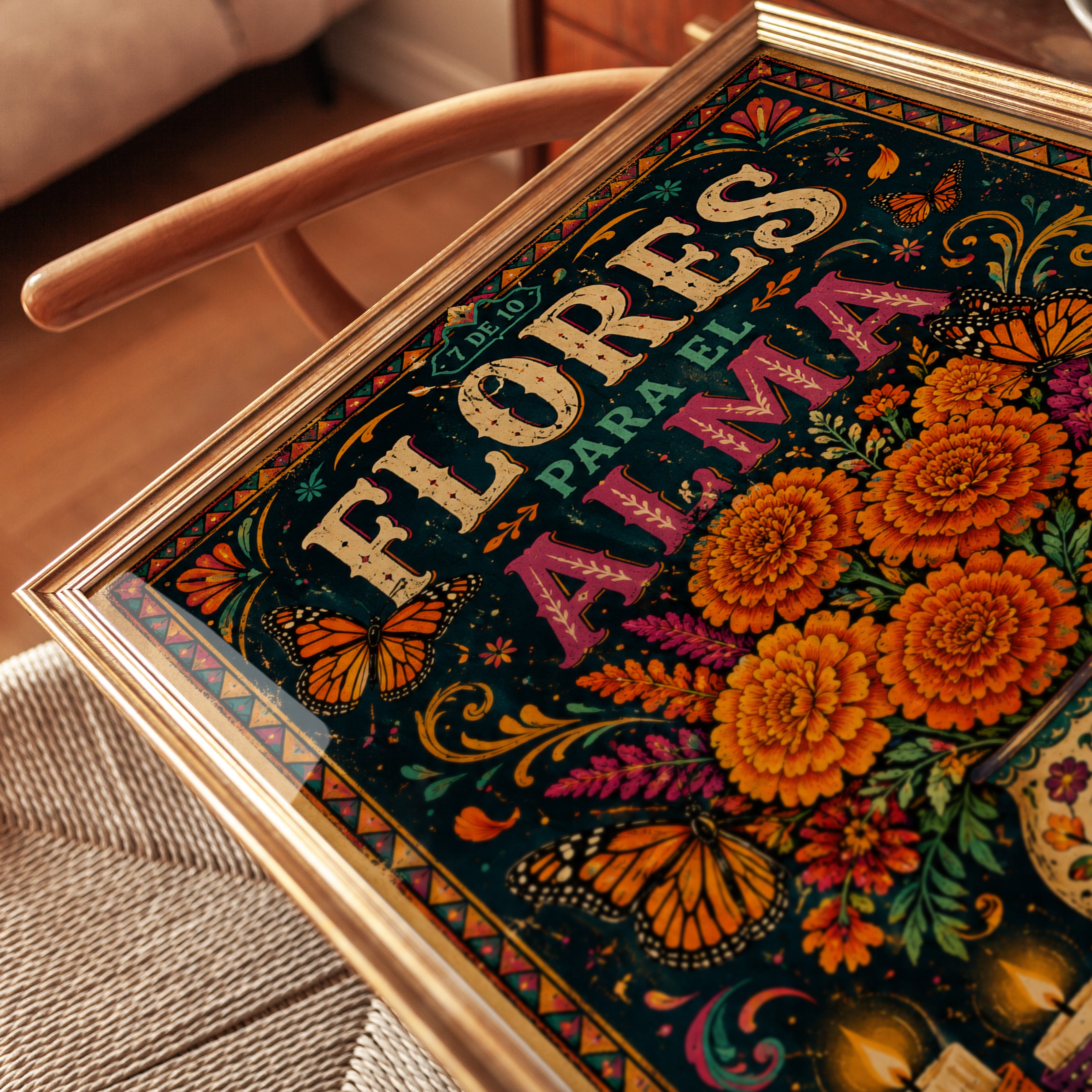 Dia de los Muertos Print: Flores Para El Alma - detail