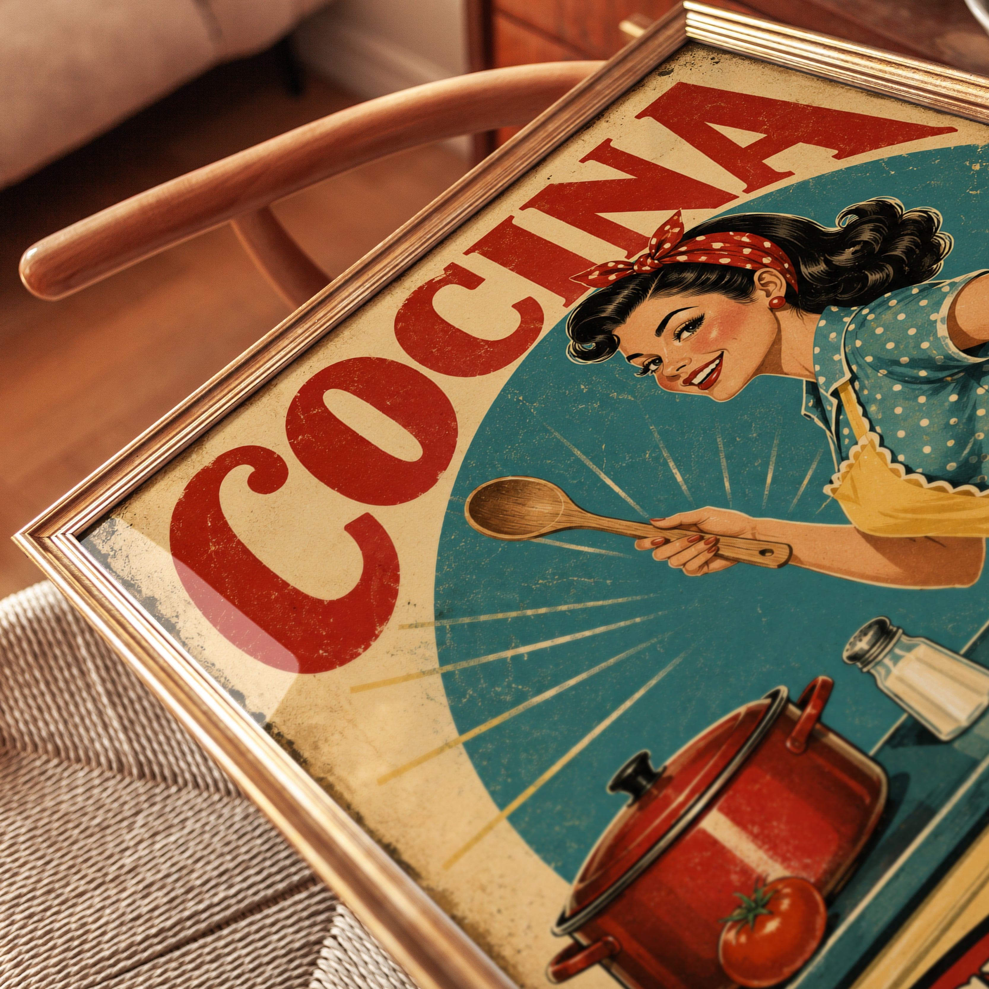 Retro Kitchen Wall Art – Vintage Cooking Print - detail