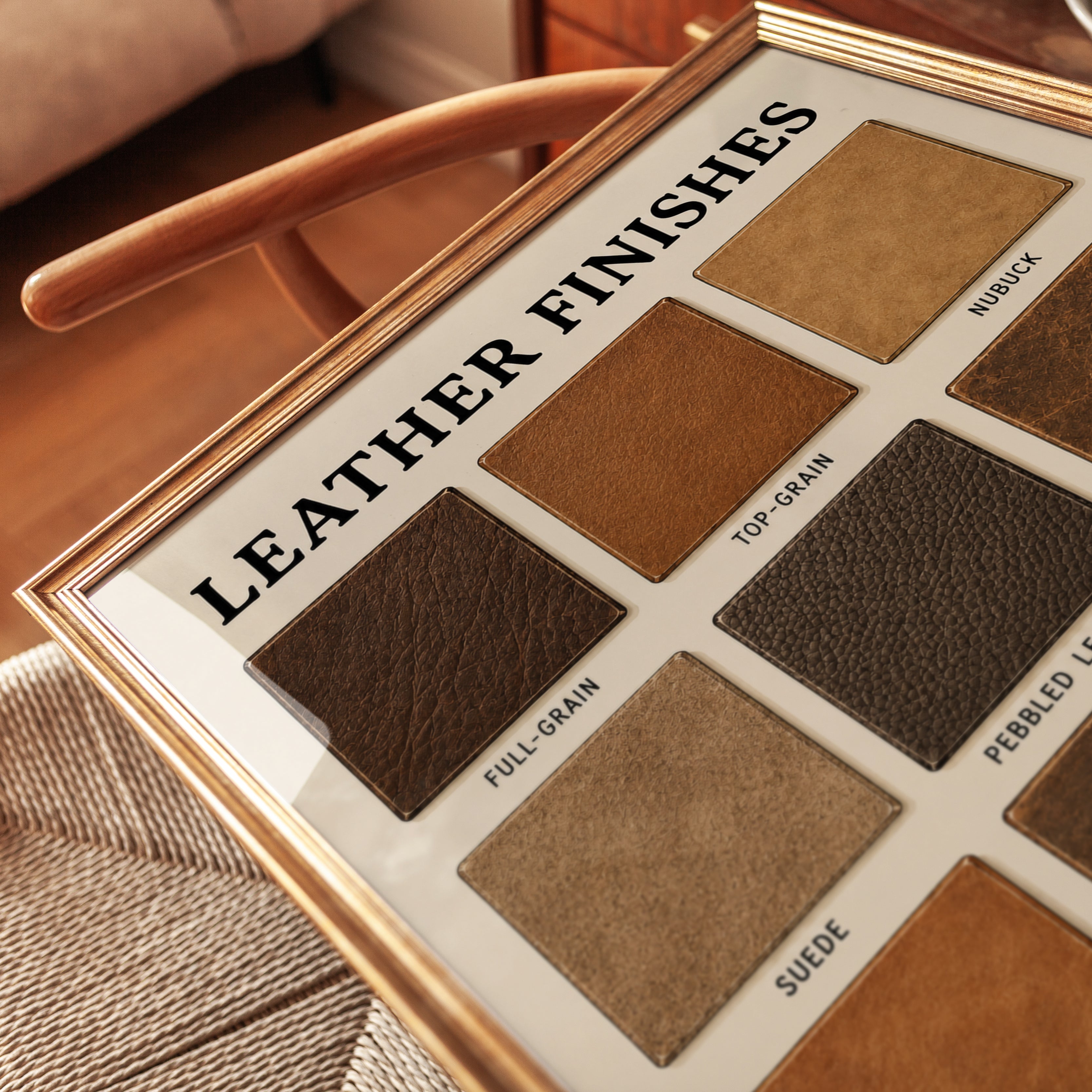 Leather Finishes Reference Chart: Vintage Educational Poster - detail