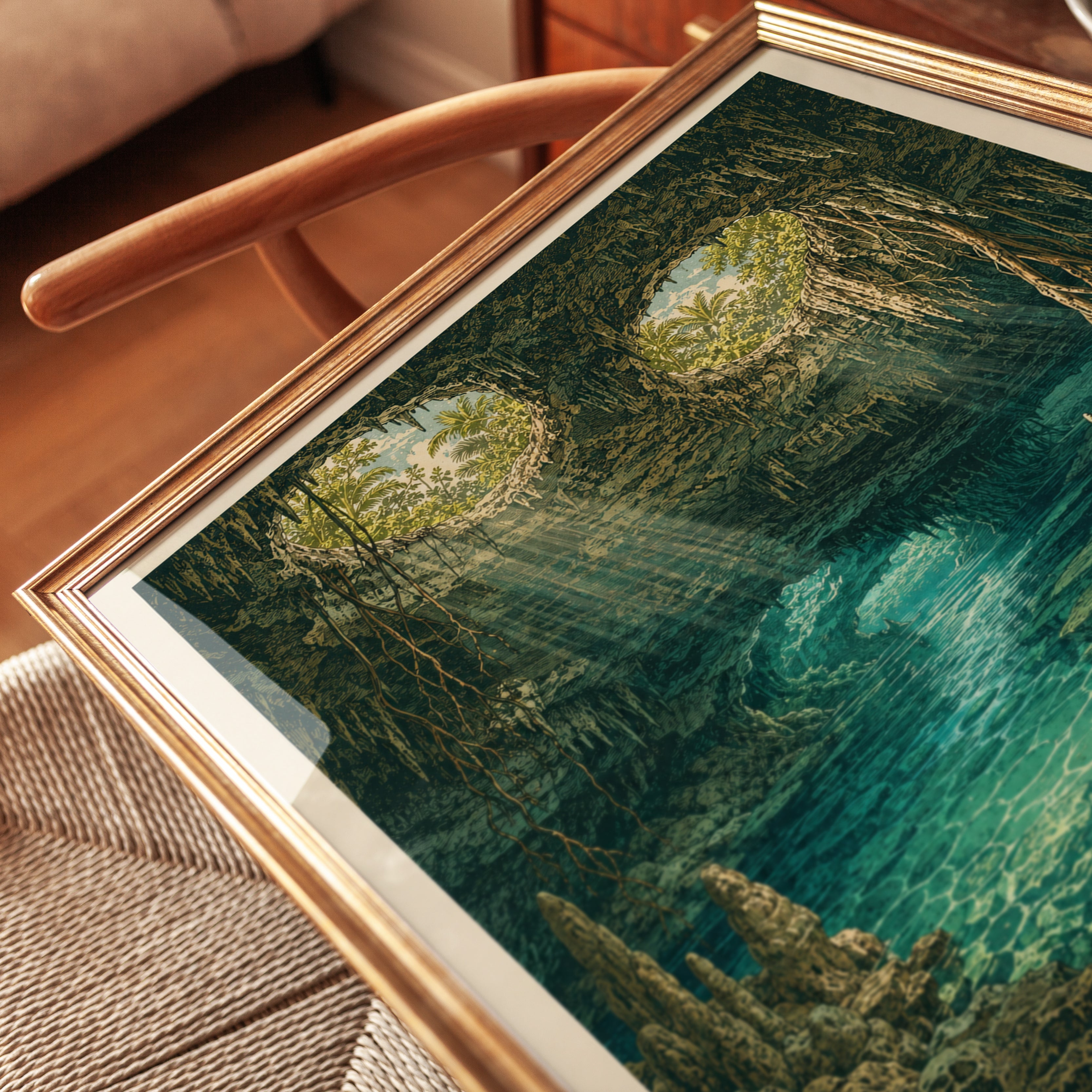 Cenote Wall Art – Dos Ojos Cave Diving Print - detail